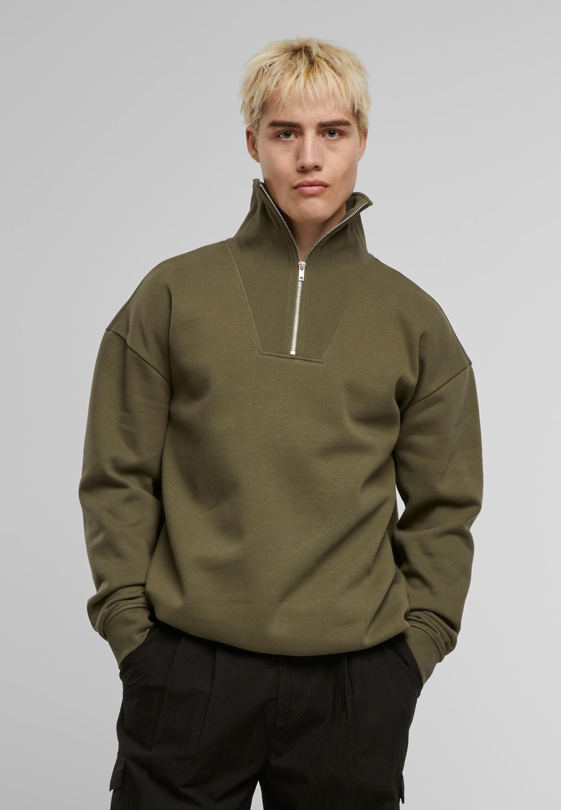 URBAN CLASSICS Sweater »Urban Classics Cut&Sew Troyer«, (1 tlg.)