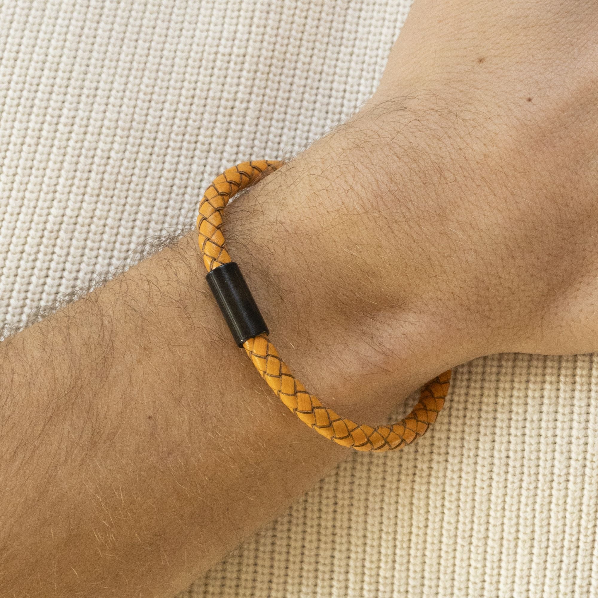 Zeeme Armband »Edelstahl Leder orange 21 cm«