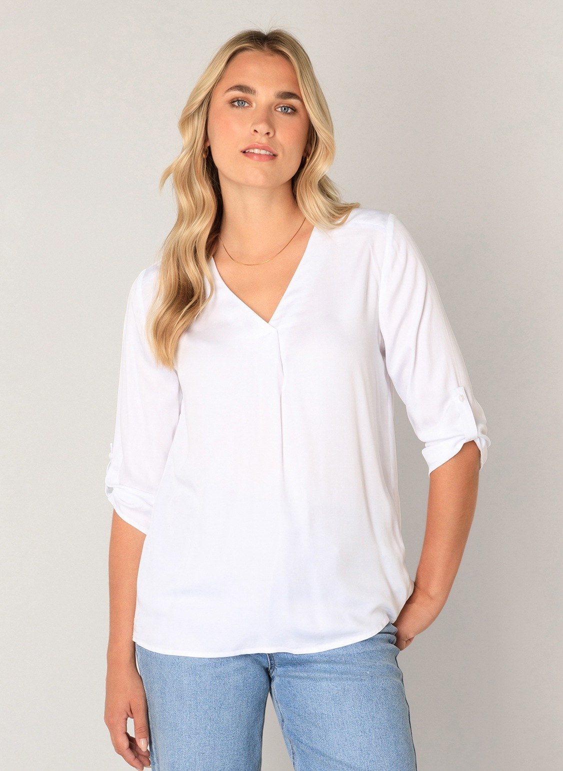 Base Level Shirtbluse mit V-Ausschnitt günstig online kaufen