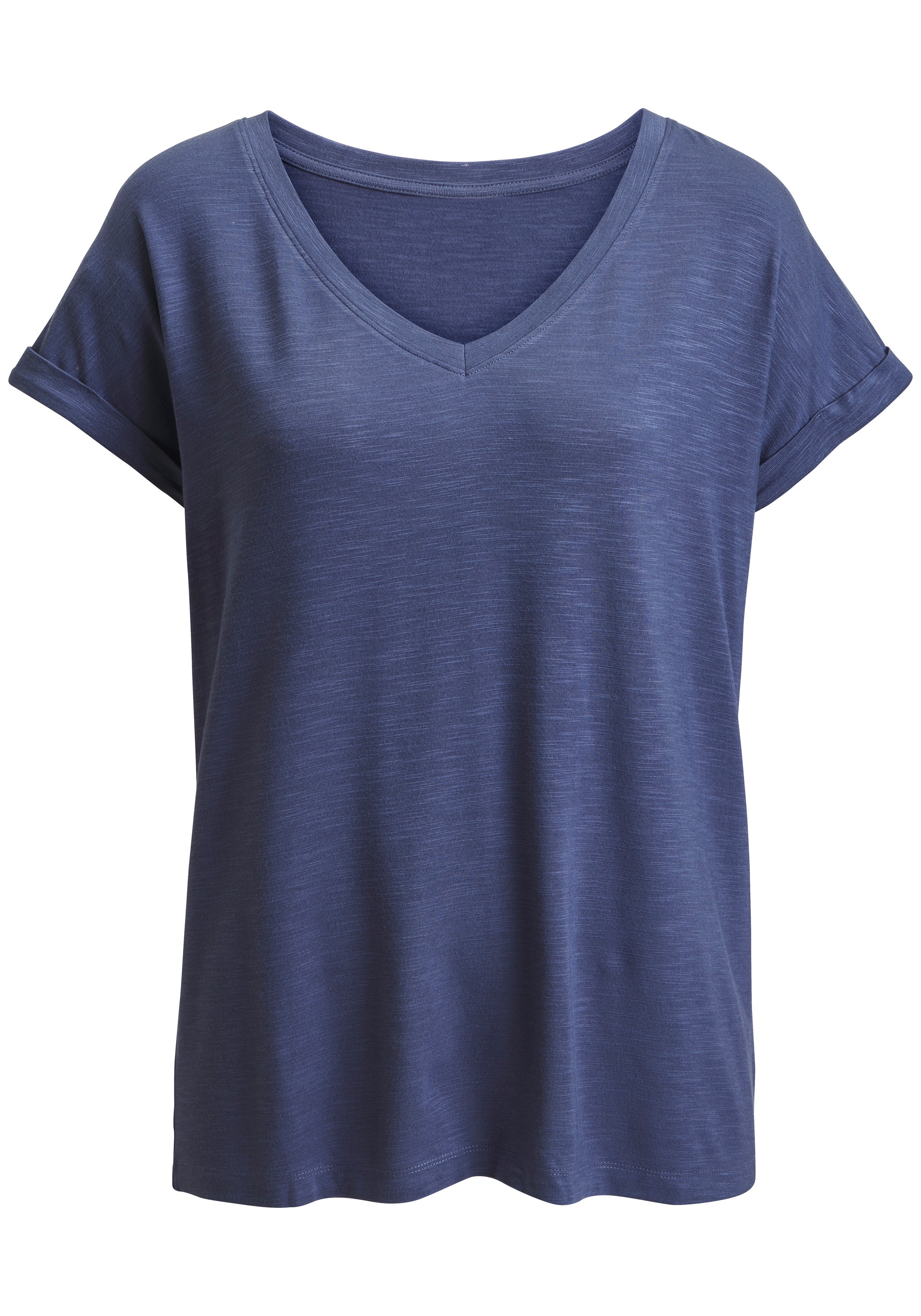 Beachtime V-Shirt »mit fixiertem Ärmelumschlag« 2 aus elastischer Viskose-Qualität