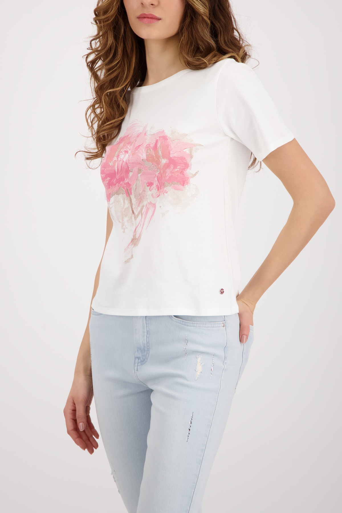 Monari T-Shirt "Shirt verwischte Blume" Regular fit mit Blumenprint günstig online kaufen