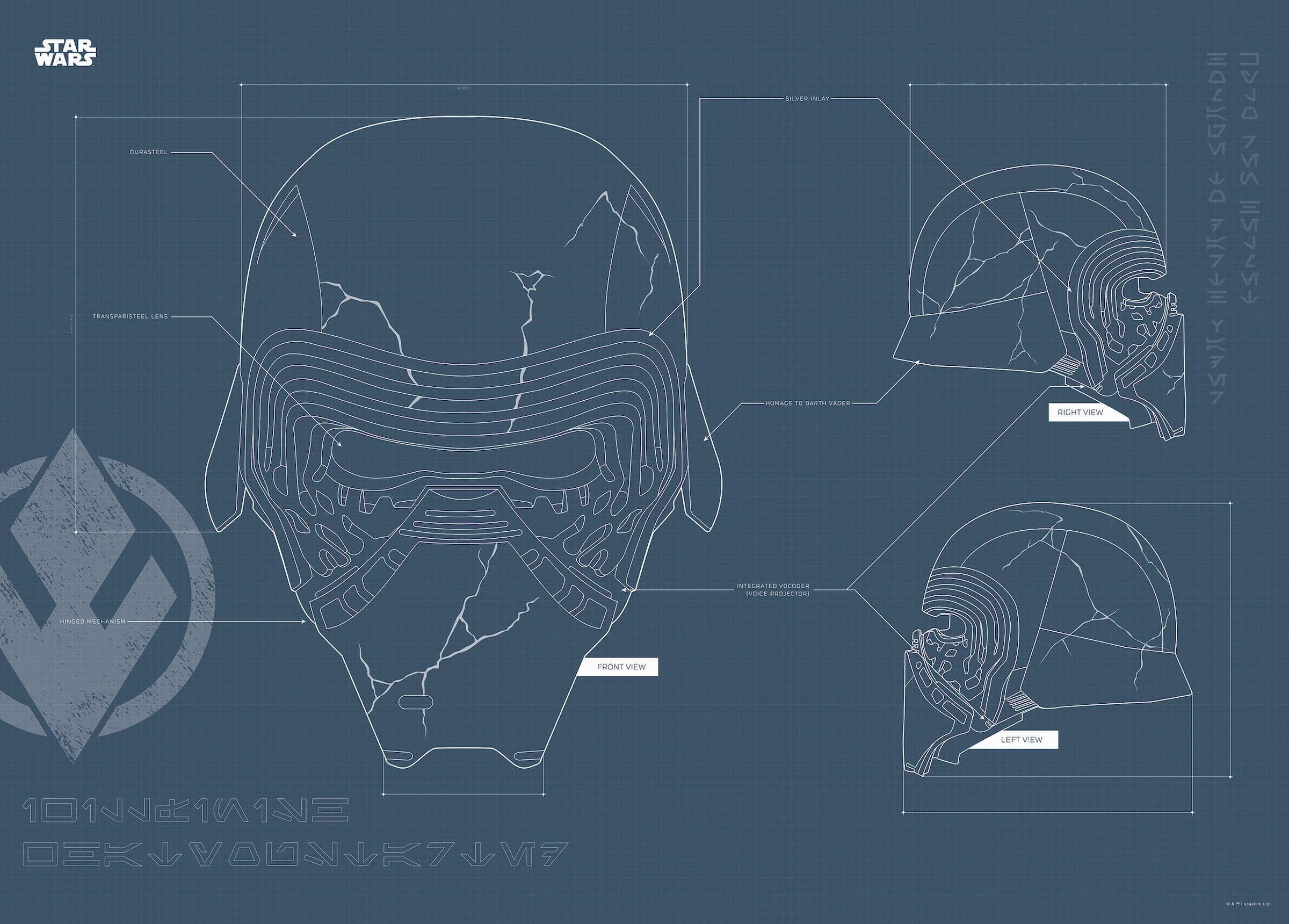 Komar Poster "Star Wars EP9 Blueprint Kylo Helmet", Star Wars, (1 St.), Kinderzimmer, Schlafzimmer, Wohnzimmer