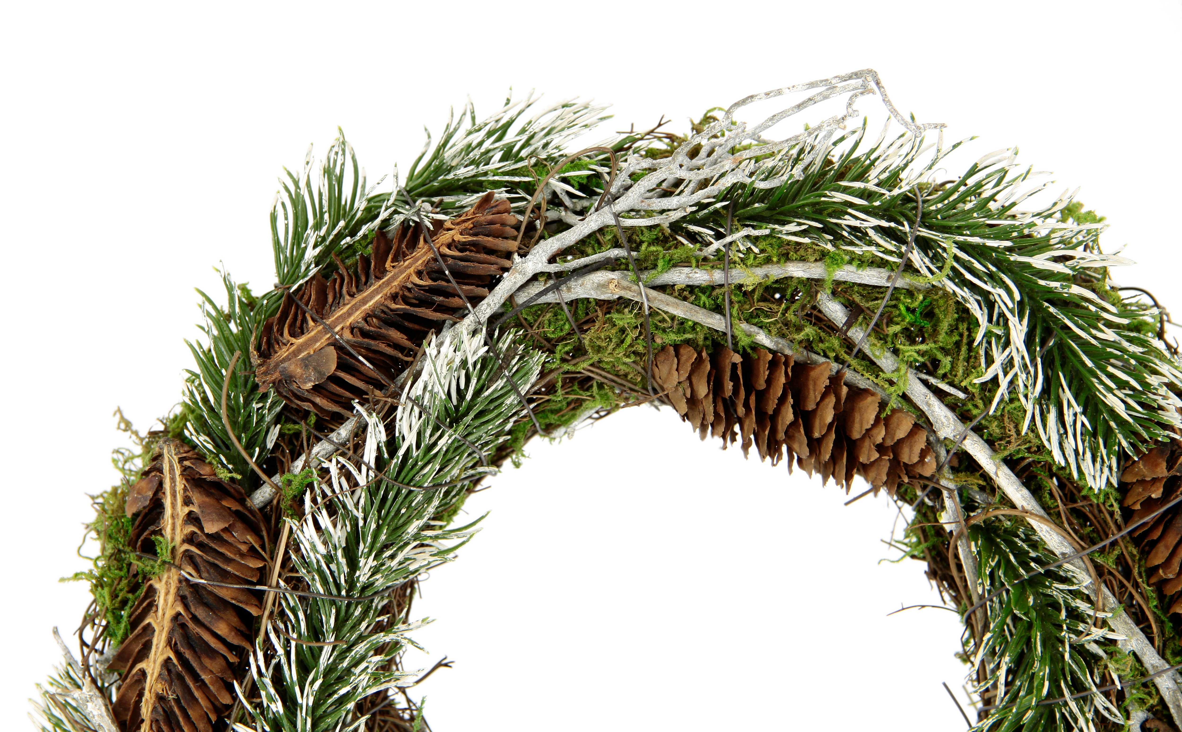 Thumbnail - I.GE.A. Kunstkranz "Natur-Kranz Tannenzweige/Zapfen/Reisig", Weihnachtskranz Dekokranz Kranz Adventskranz Türkranz Weihn...