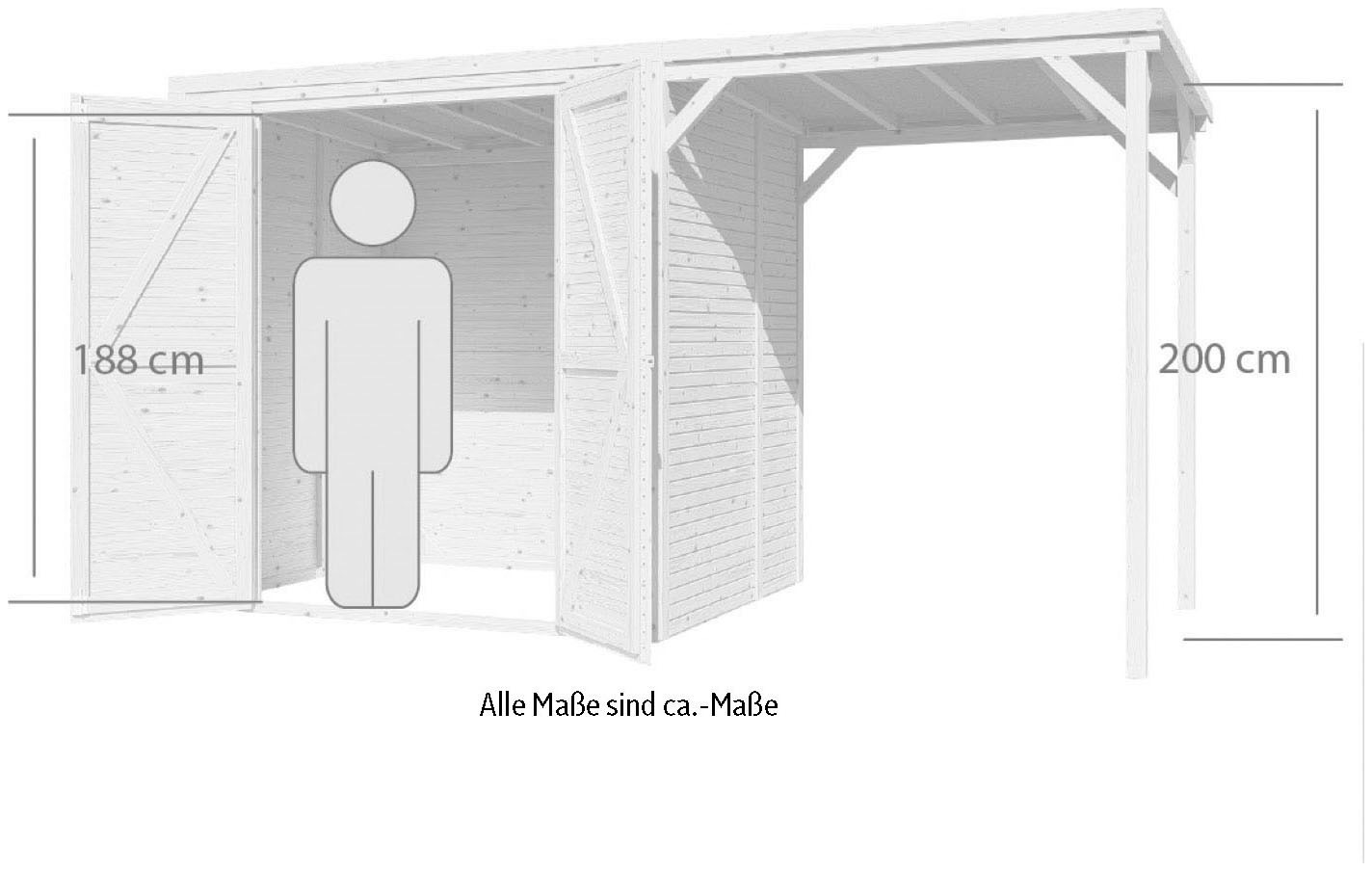 KONIFERA Gartenhaus »Beno 3 PLUS Fineline Flachdach«, mit Anbaudach