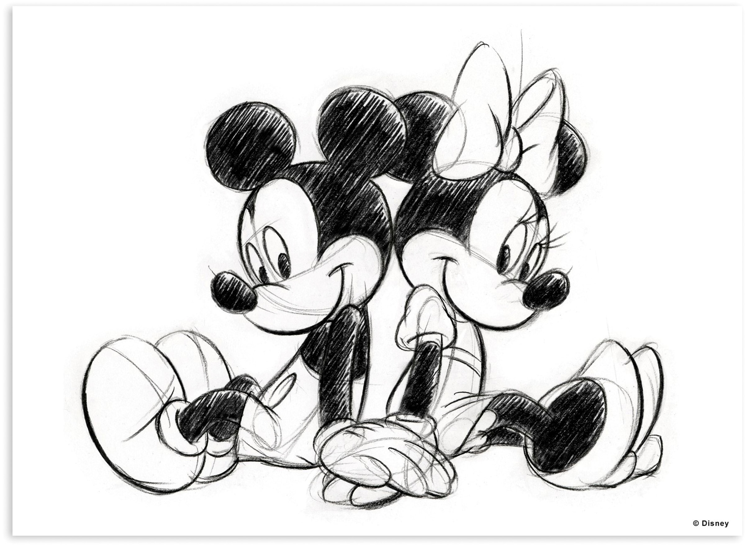 Disney Leinwandbild "Mickey Minnie Sketch Sitting", (1 St.)