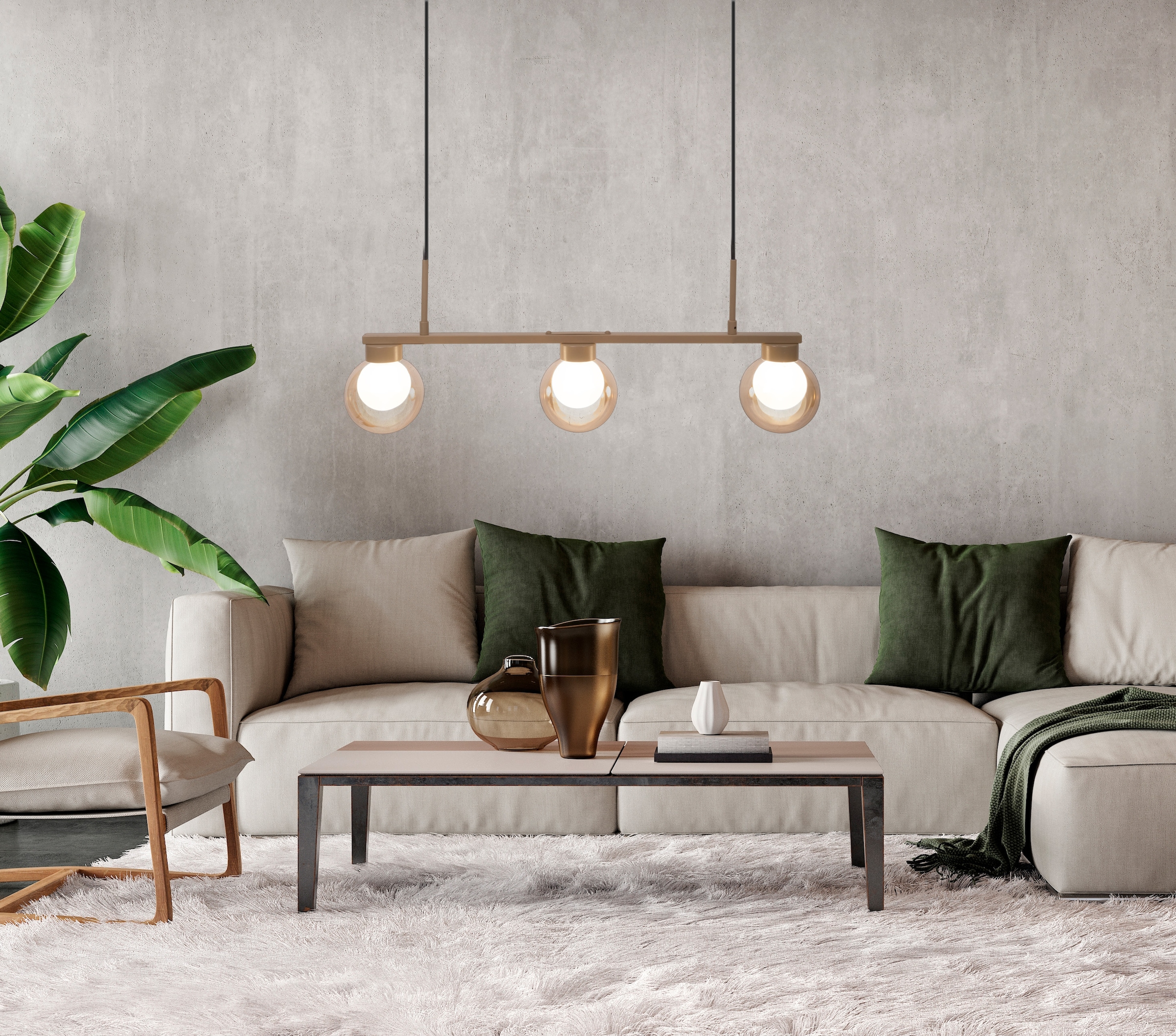 näve Pendelleuchte »Donika« G9 1 Stk. Glasschirme in amber, exkl. G9, Gestell braun