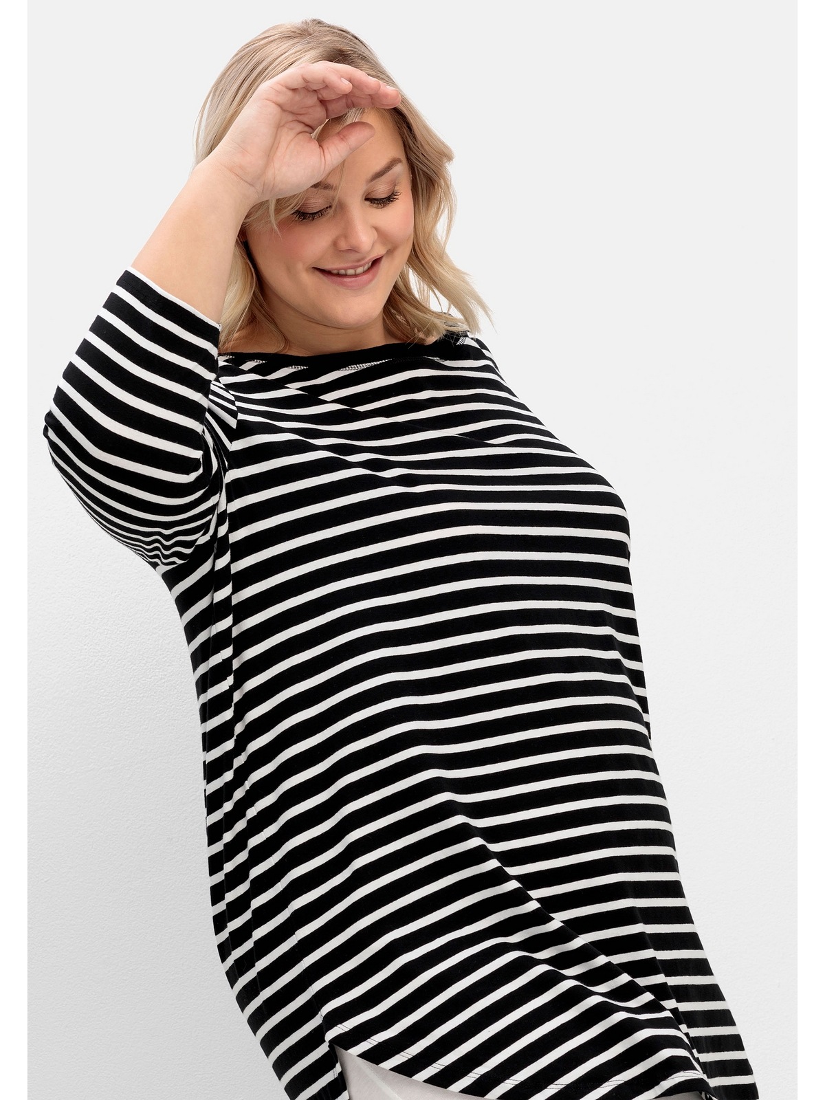 Sheego Longshirt »Große Größen«, mit Streifen und Nacken-Reißverschluss