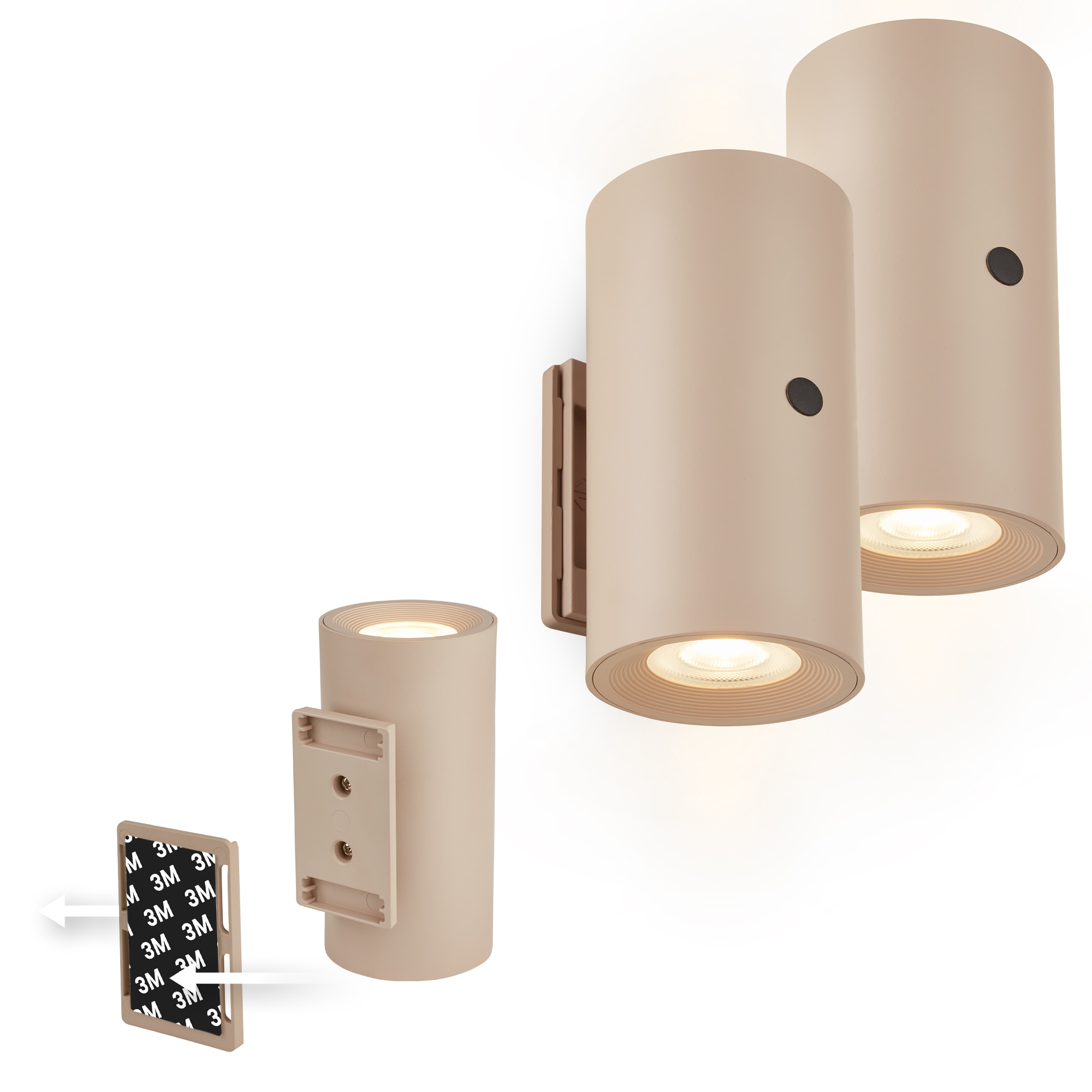Briloner Leuchten LED Wandleuchte »ISY« LED-Modul 2 Stk. Warmweiß 6,1 x 12 cm (DxH) Beige 2 W ohne Stromanschluss Flur 2er-Set