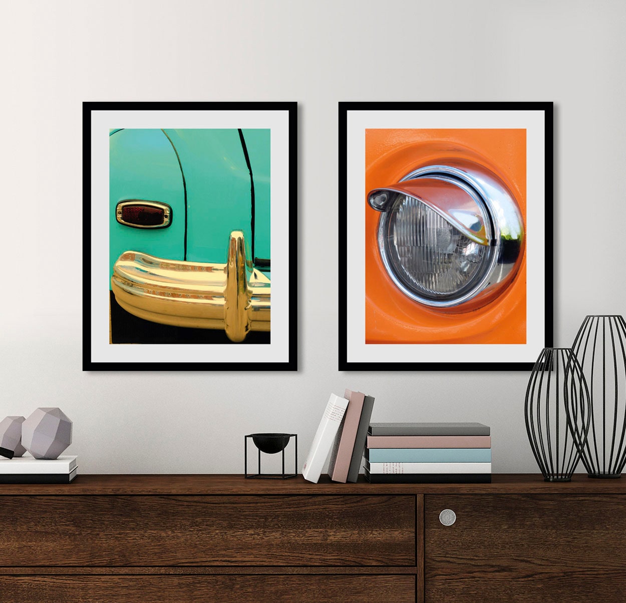 queence Bild "Halogen" Auto 1 Stk. tlg. HD Premium Poster-Druck inkl. Holzrahmen