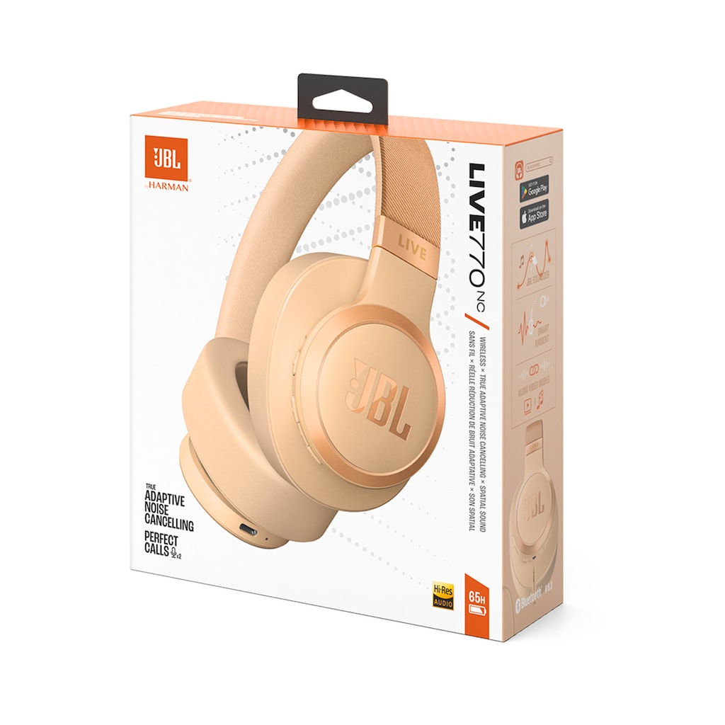 JBL wireless Kopfhörer »LIVE 770NC mit JBL Signature Sound und Surround Sound«, Adaptive Noise-Cancelling-Transparenzmodus-Multi-Point-Verbindung, Kabelloser Over-Ear-Kopfhörer mit True Adaptive Noise Cancelling