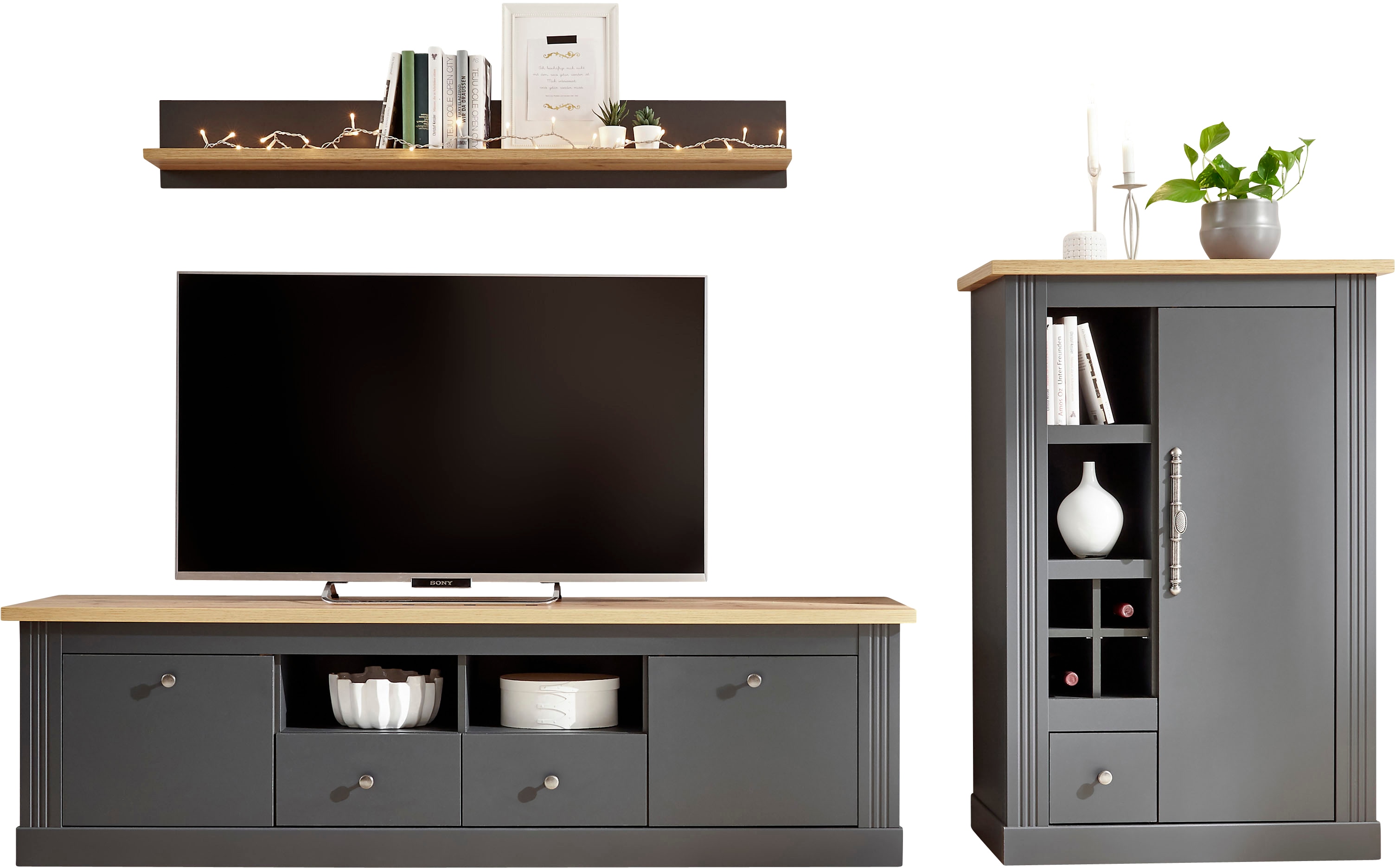 OTTO home Wohnwand "Westminster, Anbauwand im Landhausstil, Komplettset, Wohnzimmer-Set" Set, 3 Stk. tlg.