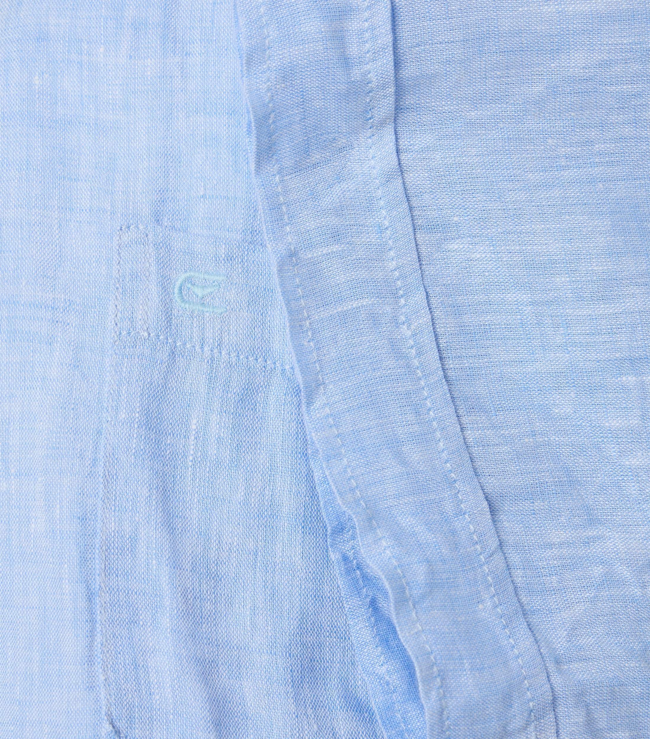 Kurzarmhemd CASAMODA "CASAMODA Leinenhemd Kurzarm uni", Herren, Gr. 3XL, Normalgrößen, blau (100 blau), 100% Leinen, unifarben, lässig geschnitten, Hemden 3