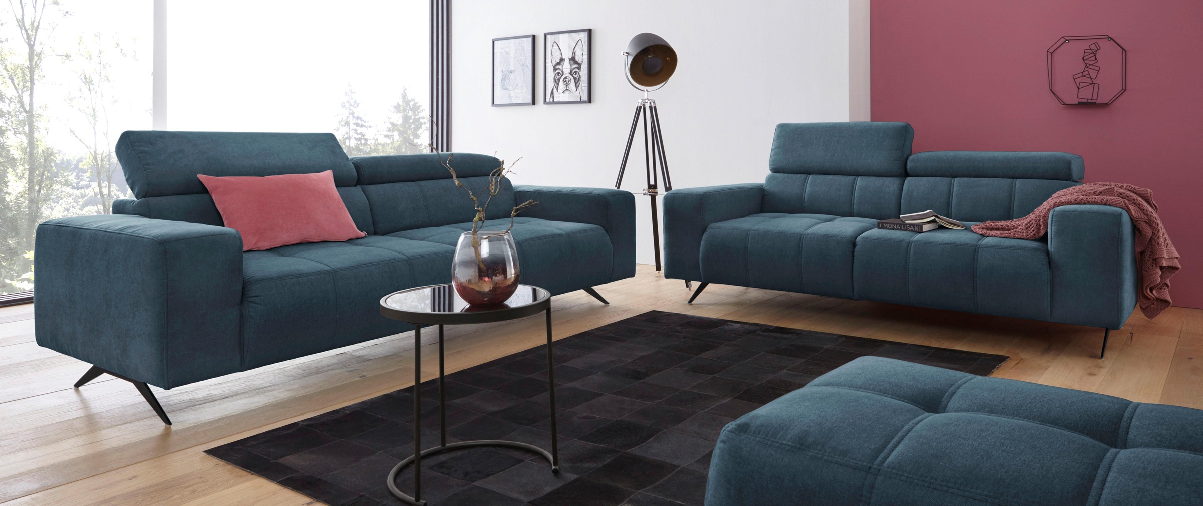 DOMO collection 2-Sitzer »Trento, mit Kufenfuß oder Einzelfuß«, wahlweise mit Kopfteilverstellung und in zwei Größen erhältlich