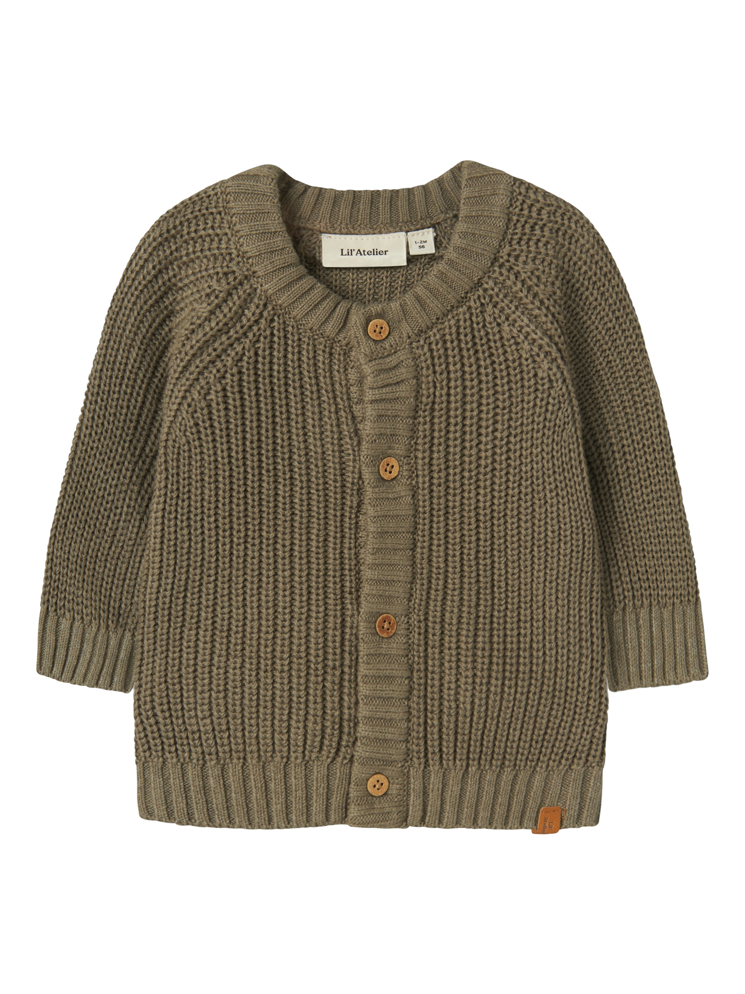 Lil' Atelier Strickjacke »NBNEMLEN LS KNIT CARD LIL NOOS« weiche Baumwolle, Rippstrick