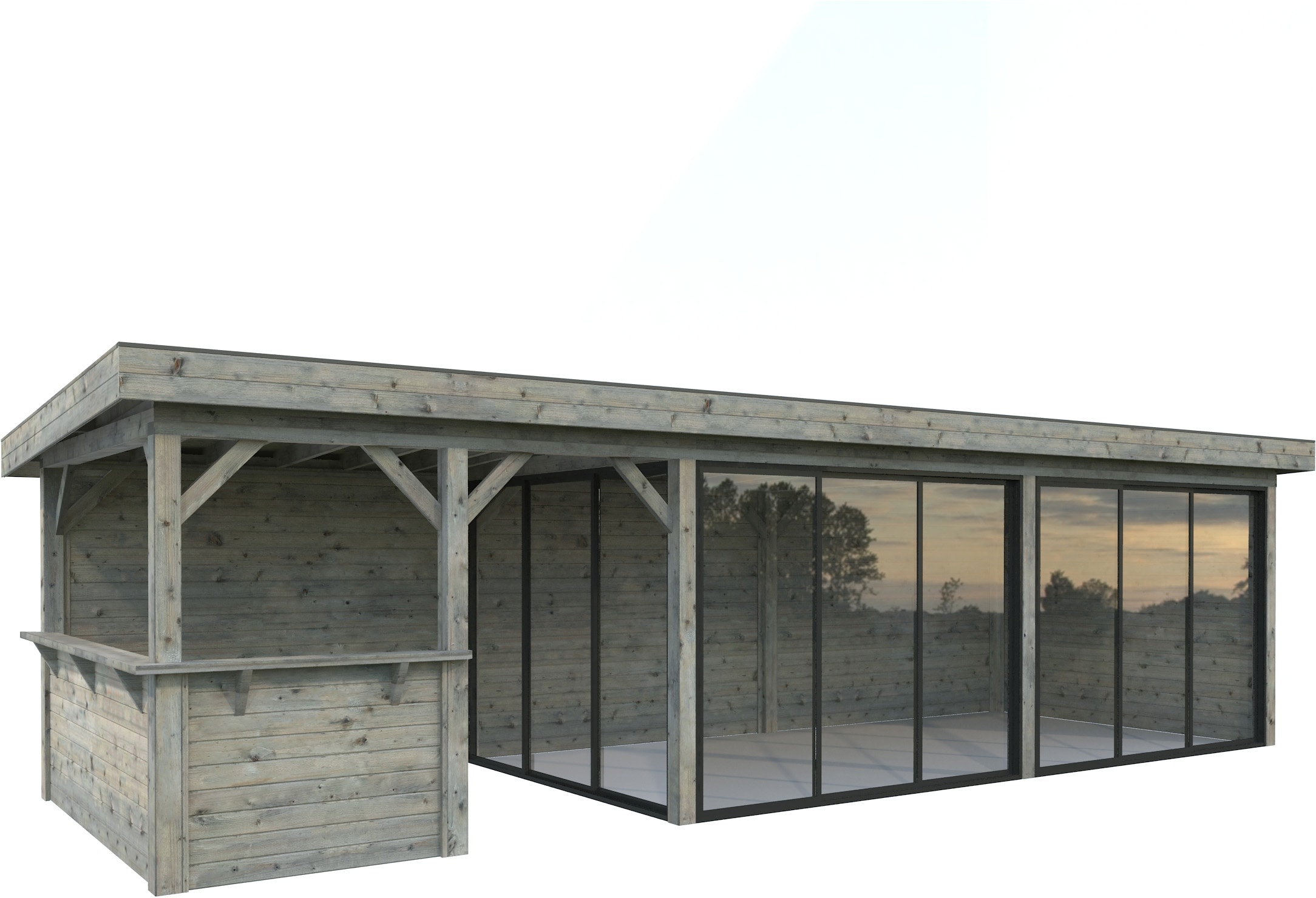 Palmako Gartenhaus »Lenna 24,9 m², Set 719 Slide Plus«
