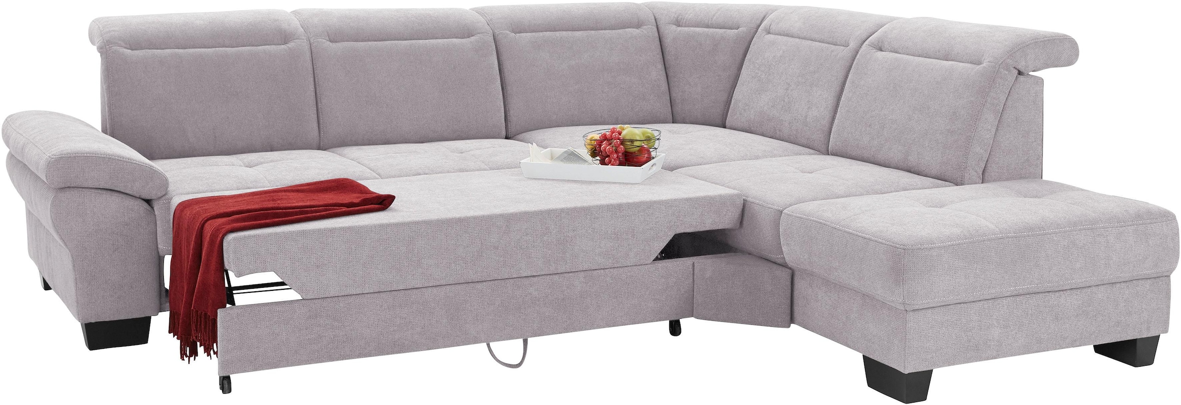 Places of Style Ecksofa »Cornwall L-Form«, incl. Sitztiefenverstellung, mit Bettfunktion und Kopfteilverstellung