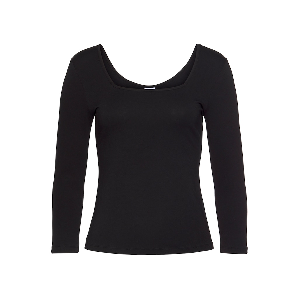 LASCANA Langarmshirt, mit modischem Karree-Ausschnitt, Longsleeve aus Baumwolle, Basic