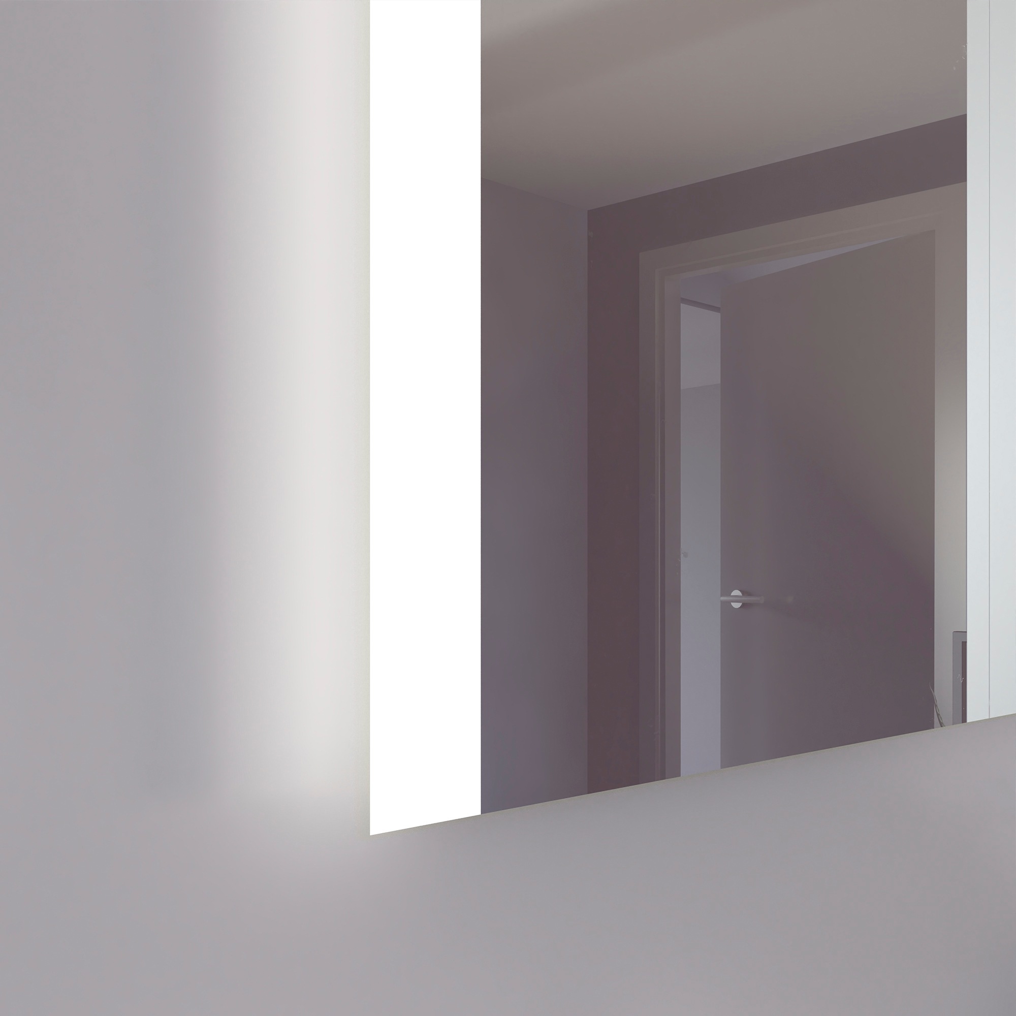 Thumbnail - Loevschall Badspiegel "Vega Quadratisch, Badzimmerspiegel mit LED Beleuchtung, Lichtspiegel" Touchpanel für Lichtsteueru...