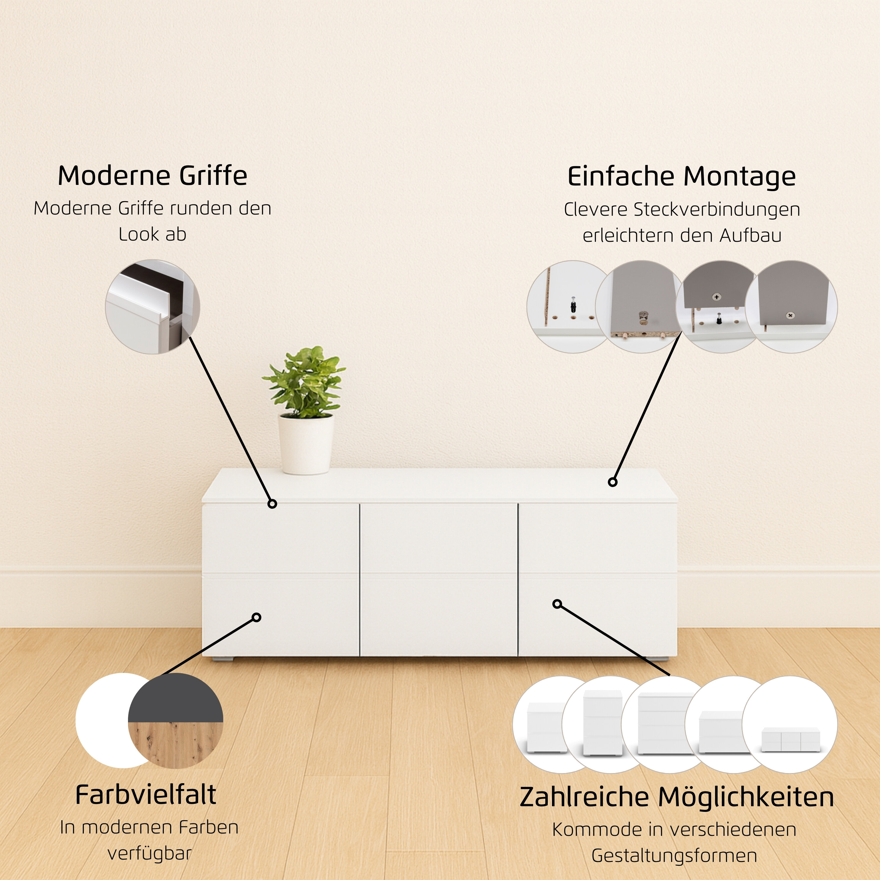 Thumbnail - rauch TV-Board "Joel" Breite 80 oder 120 cm, praktische und geräumige Schubladen MADE IN GERMANY