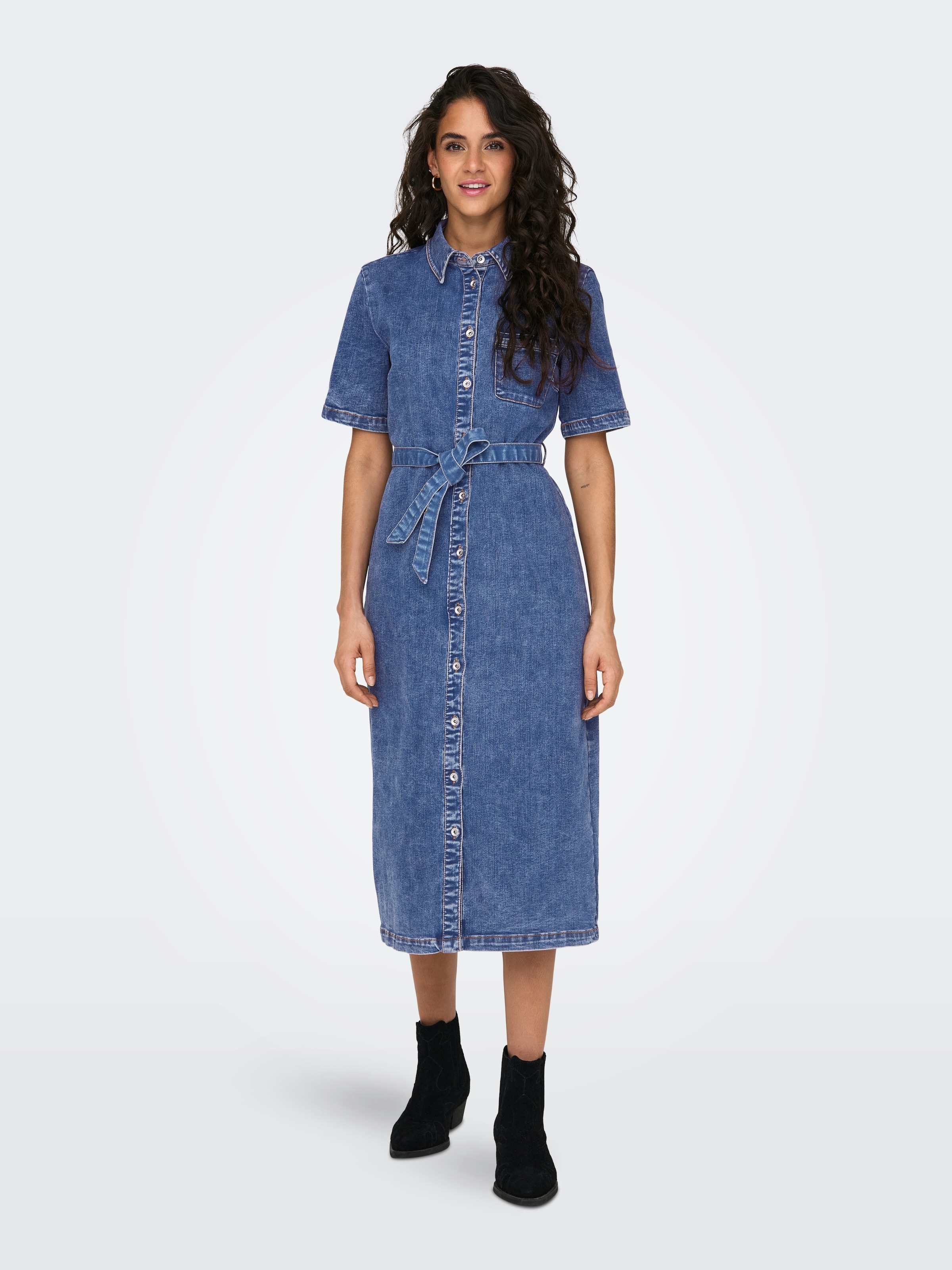 ONLY Jeanskleid "ONLLANA SS LONG DRESS DNM REA258 NOOS" Brusttasche günstig online kaufen