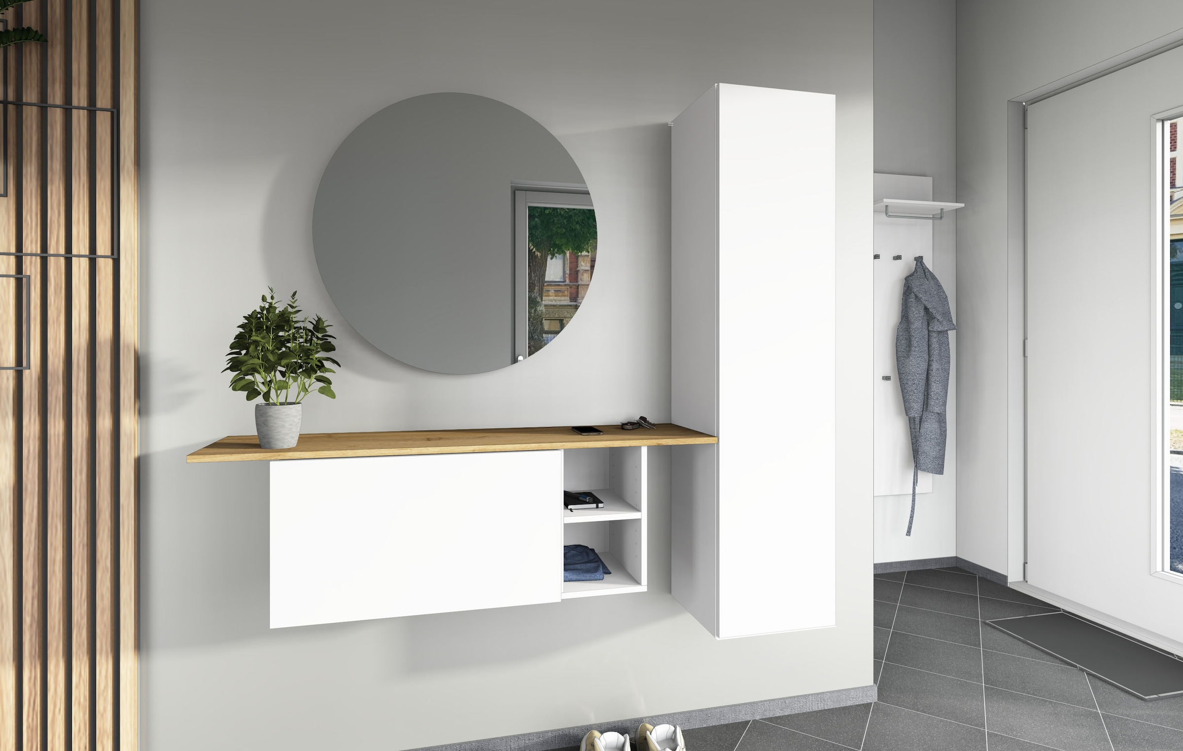 borchardt Möbel Garderoben-Set »Toledo, moderne Garderobe mit Spiegel, Schminktisch mit Regalfächern« Komplett-Set, 