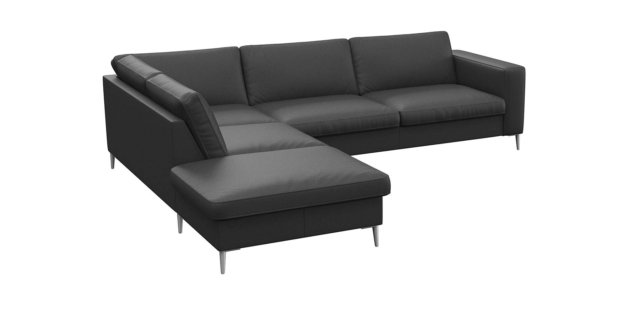 FLEXLUX Ecksofa »Fiore, super Sitzkomfort durch Kaltschaum im Sitz, L-Form«, breite Armlehnen, Füße Alu