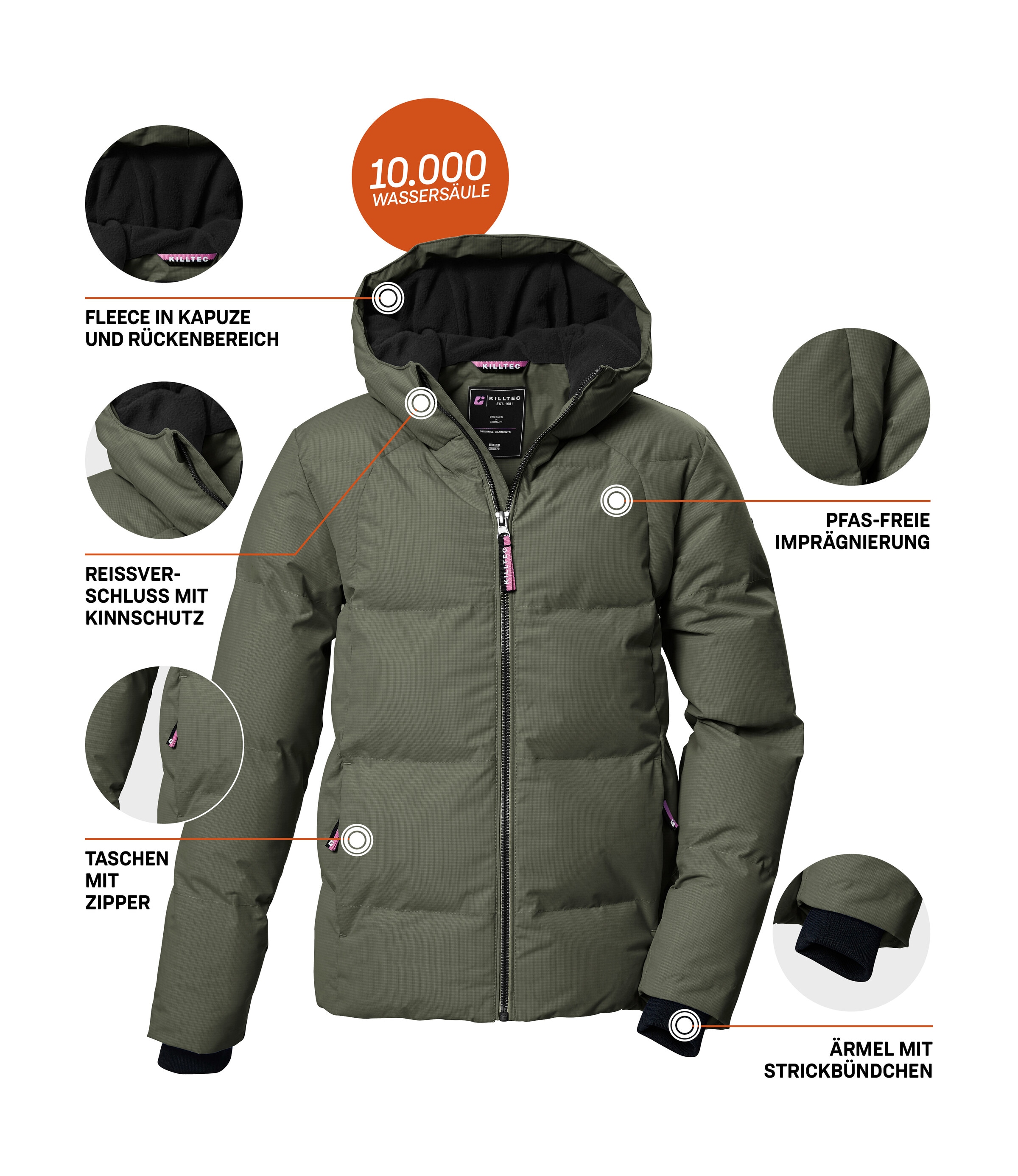 Killtec Steppjacke »KOW 357 GRLS QLTD JCKT« Wasserabweisende Mädchenjacke mit Kapuze, atmungsaktiv, warm