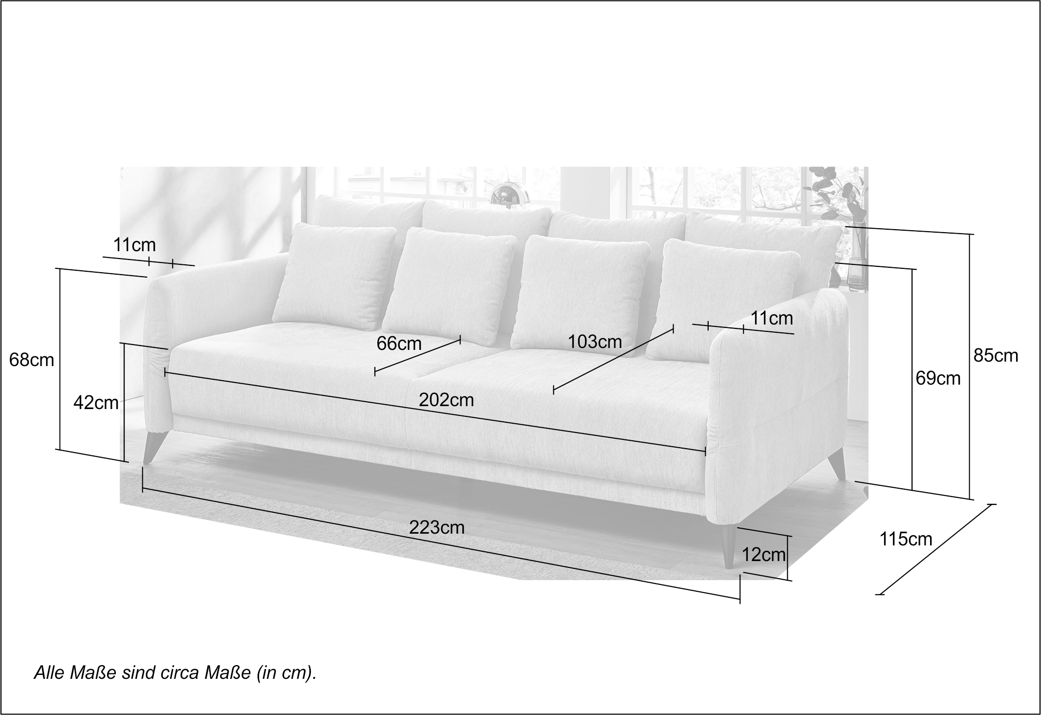 Jockenhöfer Gruppe Big-Sofa »Schenna«, verstellb.Armlehnen, Federkernpolsterung,8 Kissen,frei im Raum stellbar kaufen | BAUR