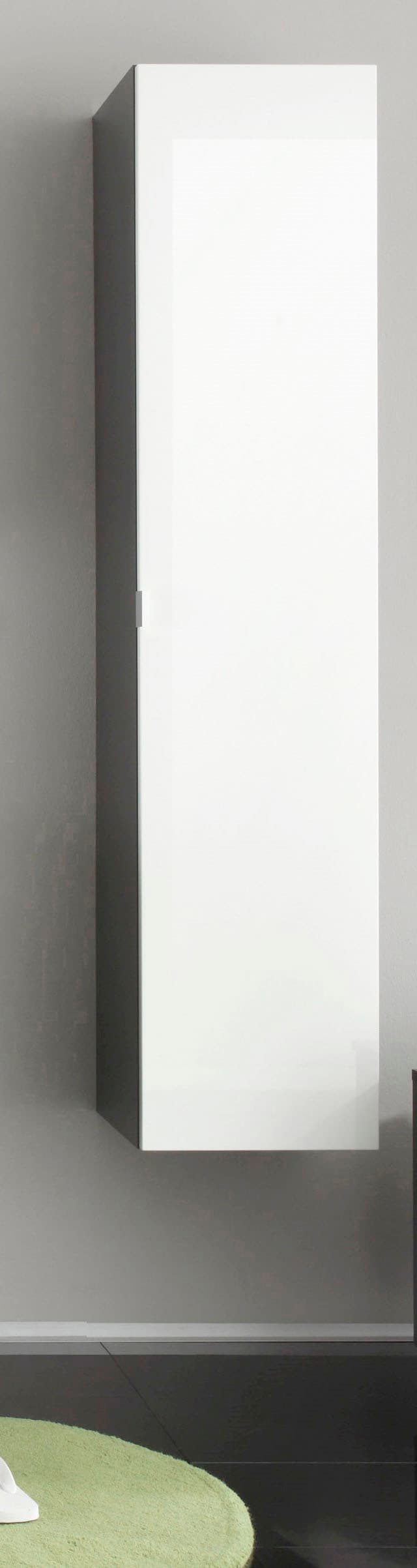 welltime Hochschrank "Bardolino" Badschrank mit innen verspiegelter Tür in Weiß Hochglanz
