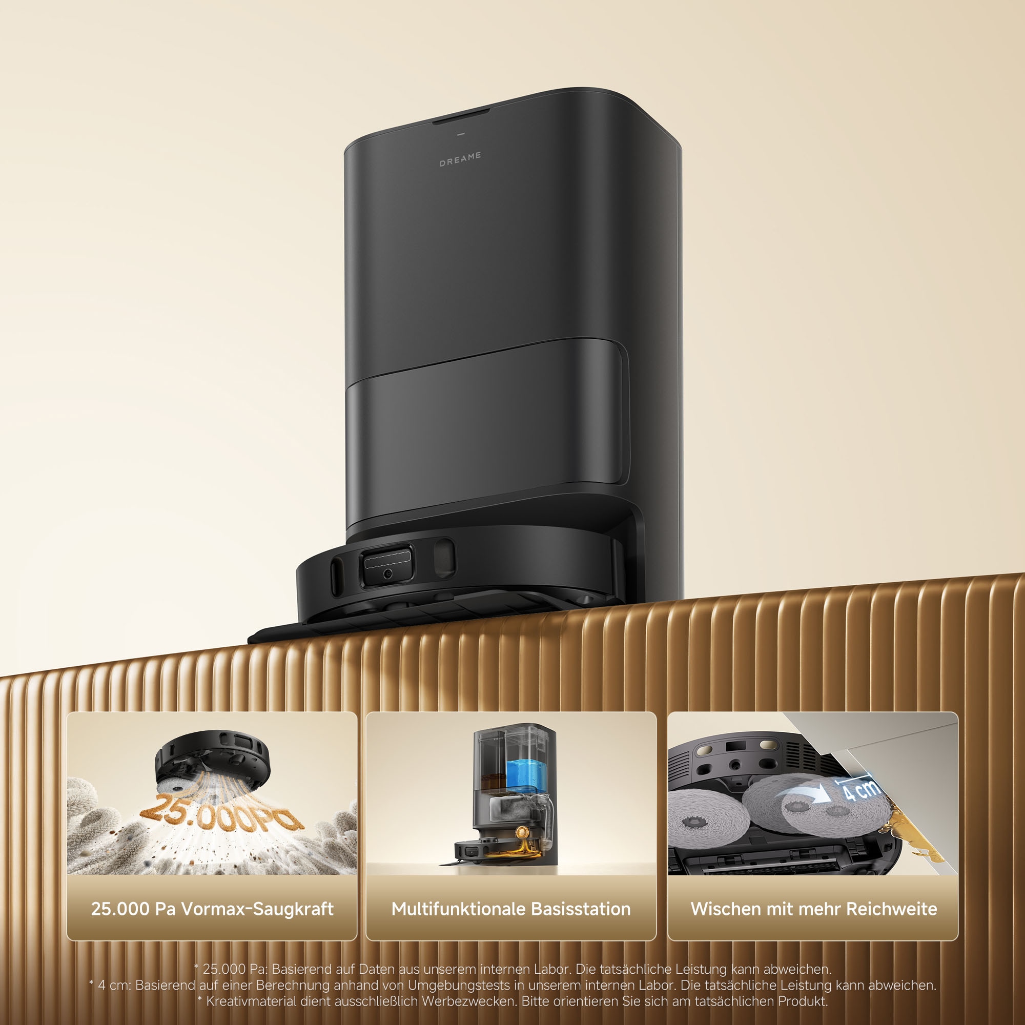 Dreame Saugroboter »D30 Ultra Black« Absaugstation ,Heißlufttrocknung, Kantenreinigung