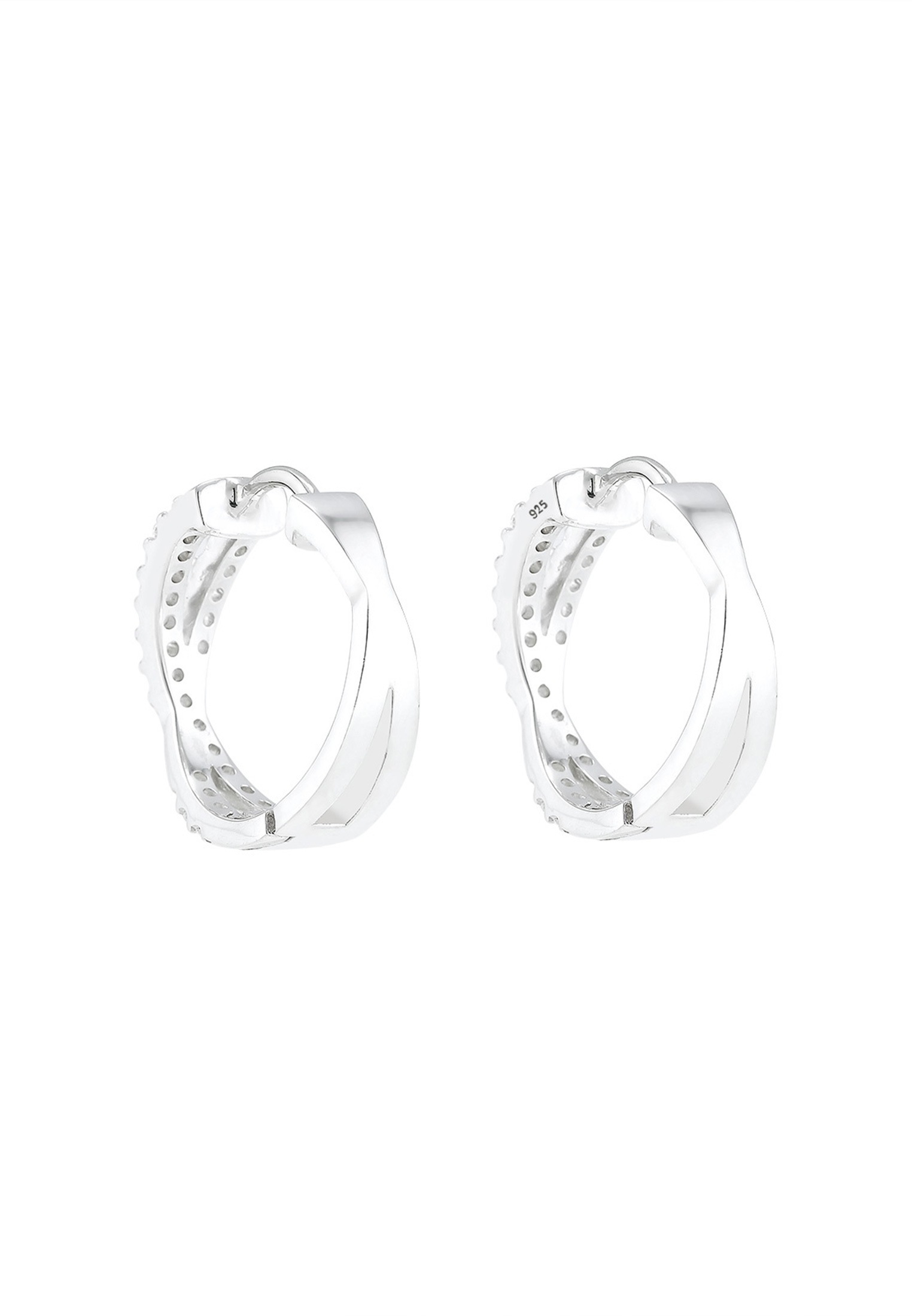 Elli Premium Paar Creolen »Ohrringe Creolen Zirkonia Weiß 925 Sterling Silber«