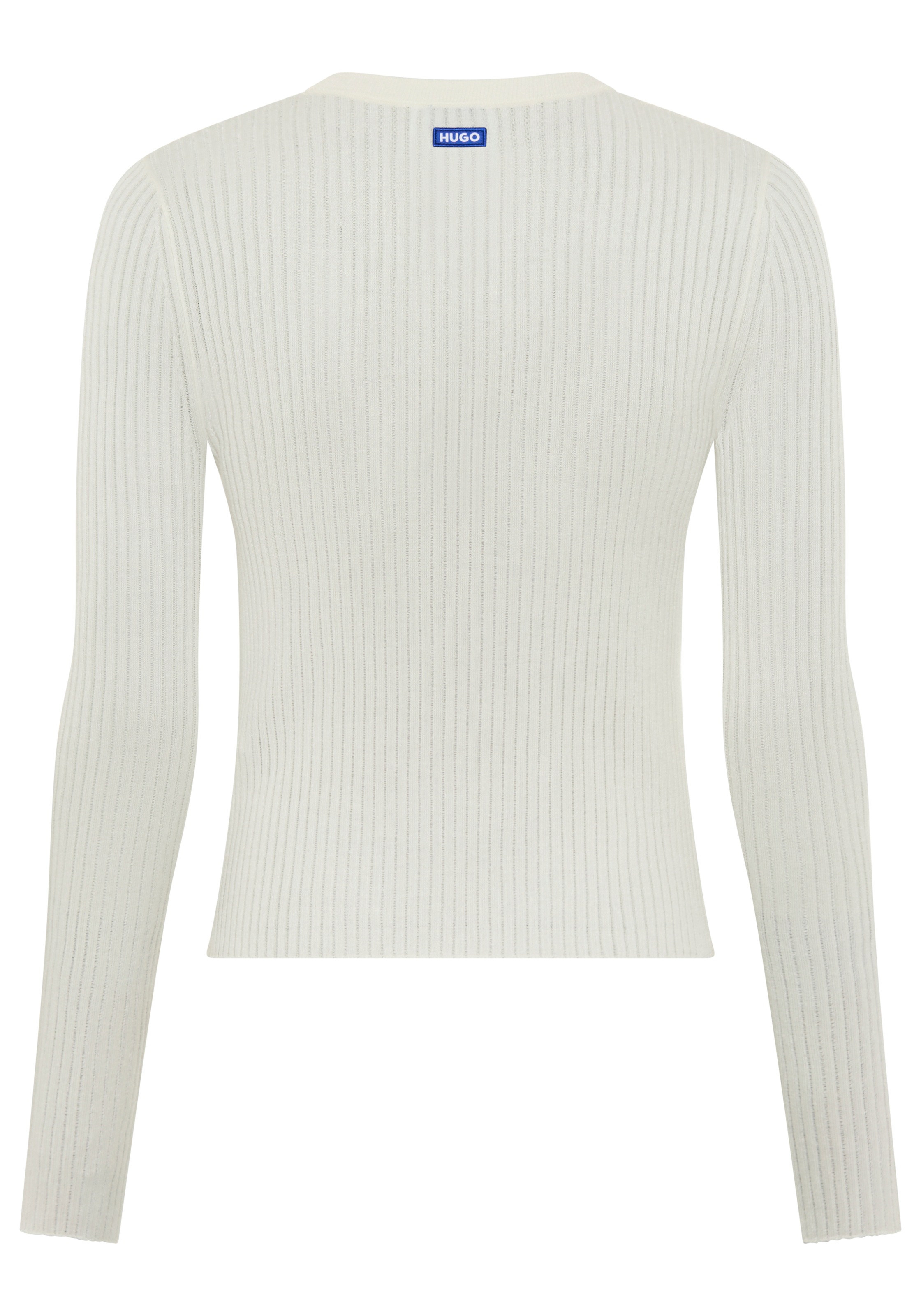 Thumbnail - HUGO Blue Rundhalspullover "Somya" Rippstrick im Viskosemix