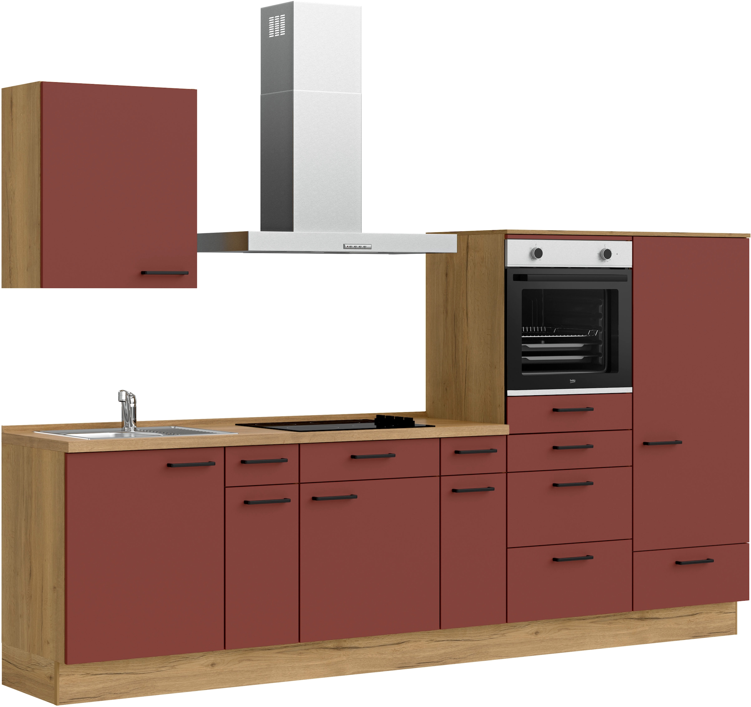 nobilia® Küchenzeile »"Easytouch I"«, vormontiert, Ausrichtung wählbar, Breite 300 cm, wahlw. mit E-Geräten
