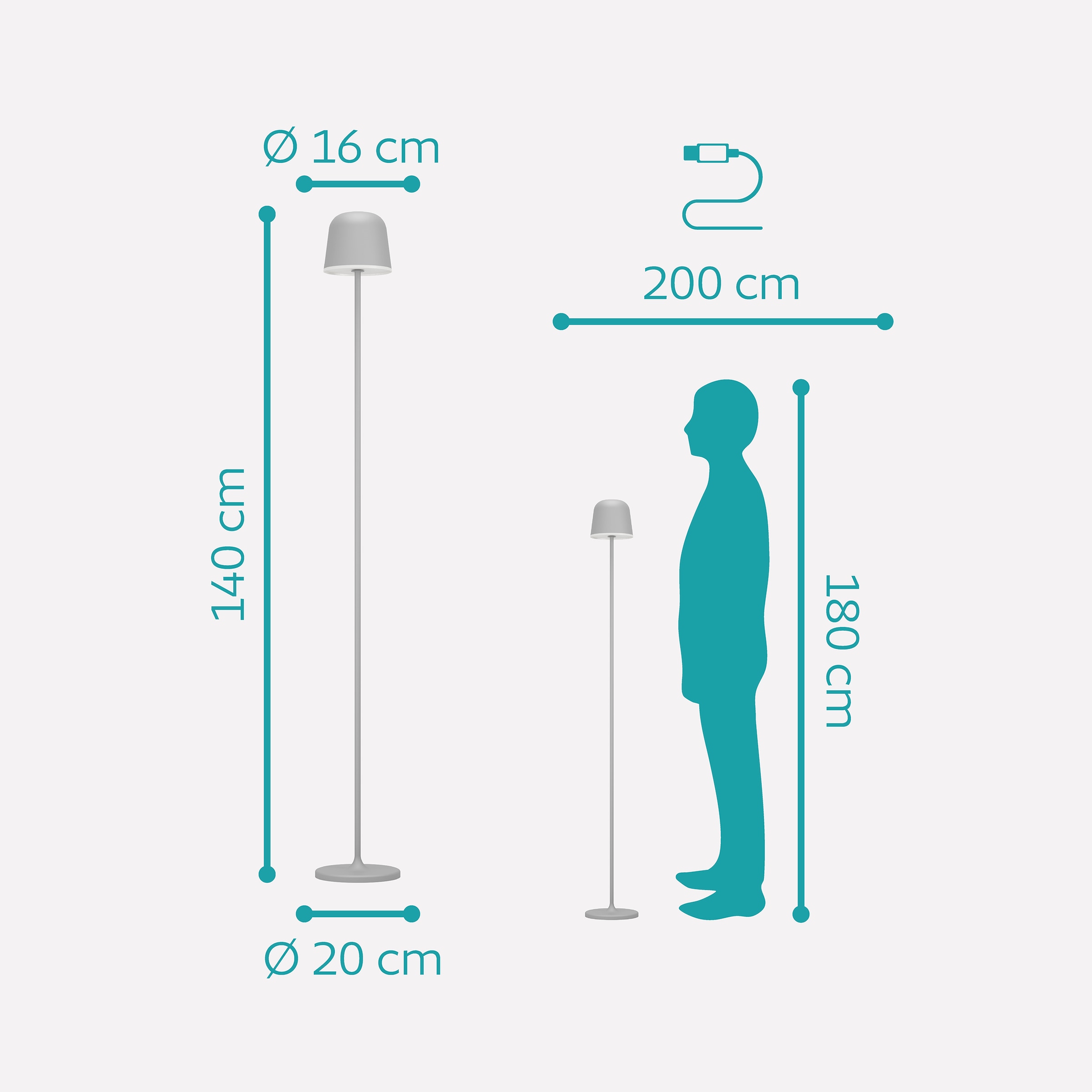 EGLO Stehlampe »MANNERA-L Stehlampe - Alu, Stahl - LED - 4,3W - IP54« LED-Modul 1 Stk. Neutralweiß | Warmweiß Standleuchte, Leselampe, Wohzimmer, Schlafzimmer, H140 x Ø16 cm