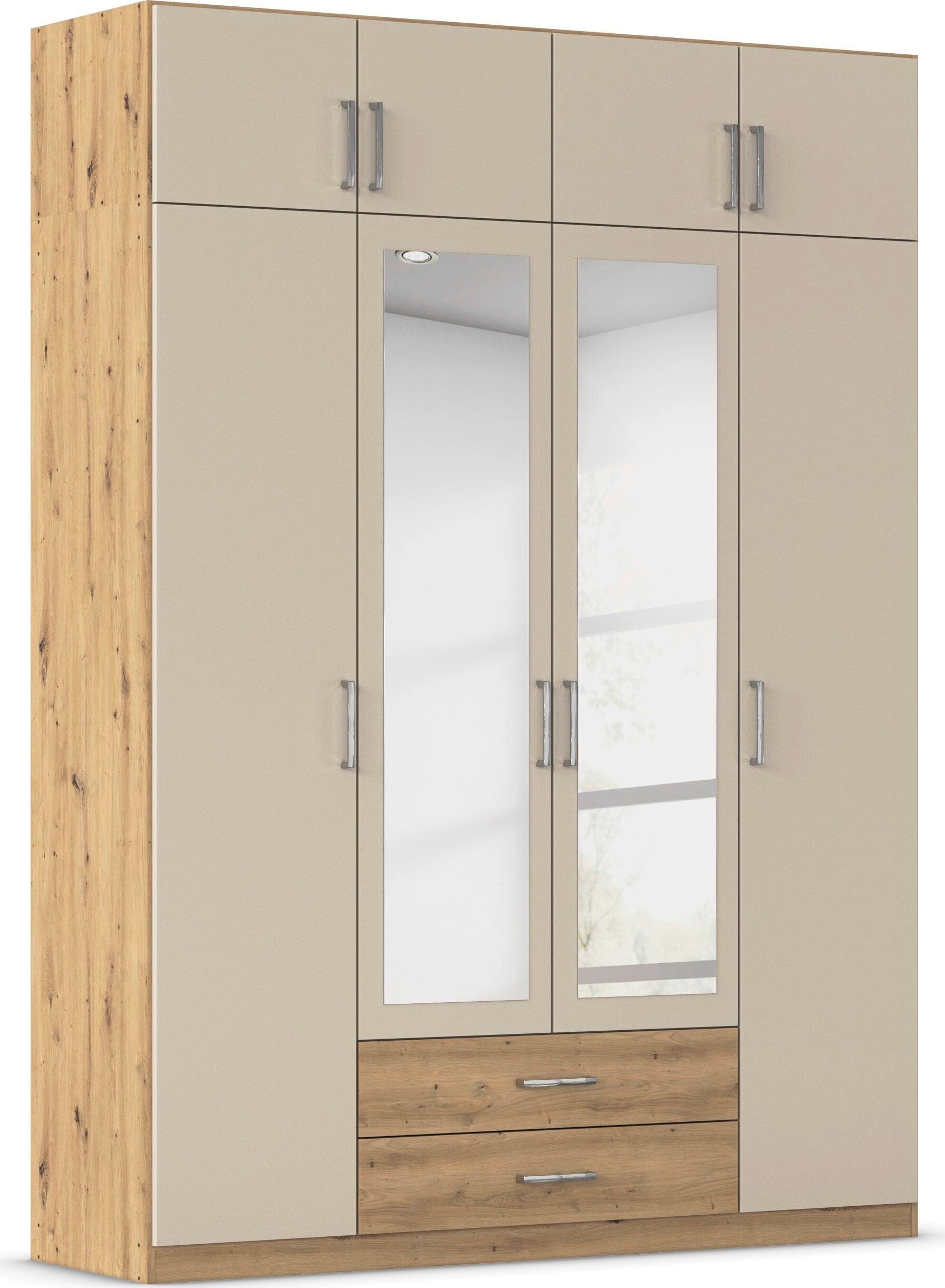 rauch Kleiderschrank "Schrank Garderobe Wäscheschrank GAMMA in 4 Breiten 91-226 cm" 3 verschiedene Ausstattungen BASIC/CLASSIC/PREMIUM (inkl. SOFT-CLOSE), mit Schubladen und Schrankaufsatz sowie Spiegel MADE IN GERMANY