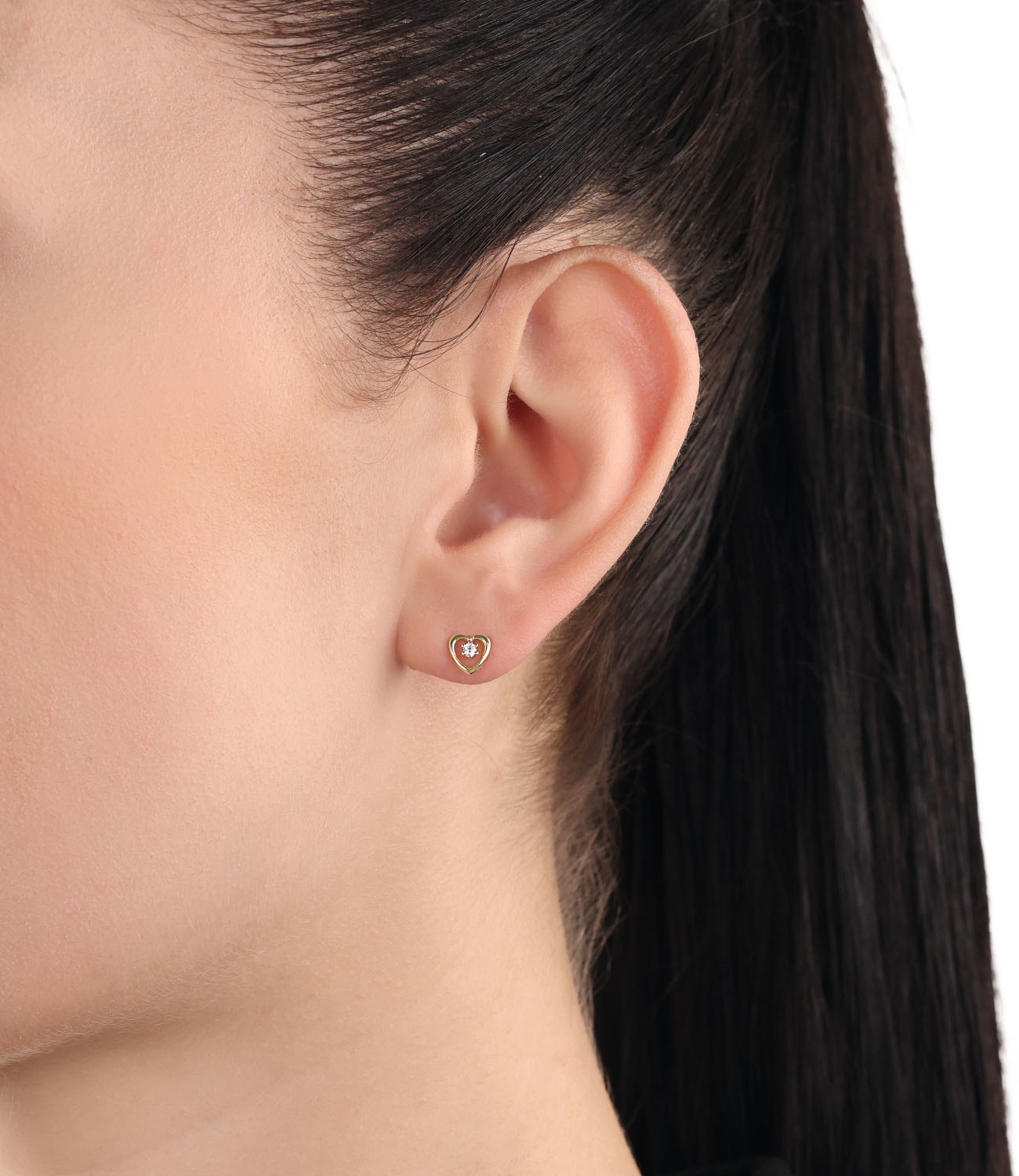 Amor Heart Gold 375 Zirconia Earrings 3