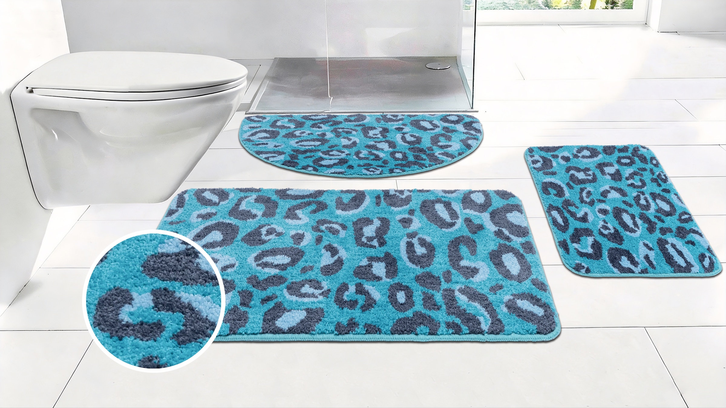 OTTO home Badematte "Regona Leo, Badvorleger, Badezimmer Teppich, Duschvorleger" Höhe 10 mm rutschhemmend beschichtet fußbodenheizungsgeeignet schnell trocknend Leoparden-Muster, Animal Print, modern