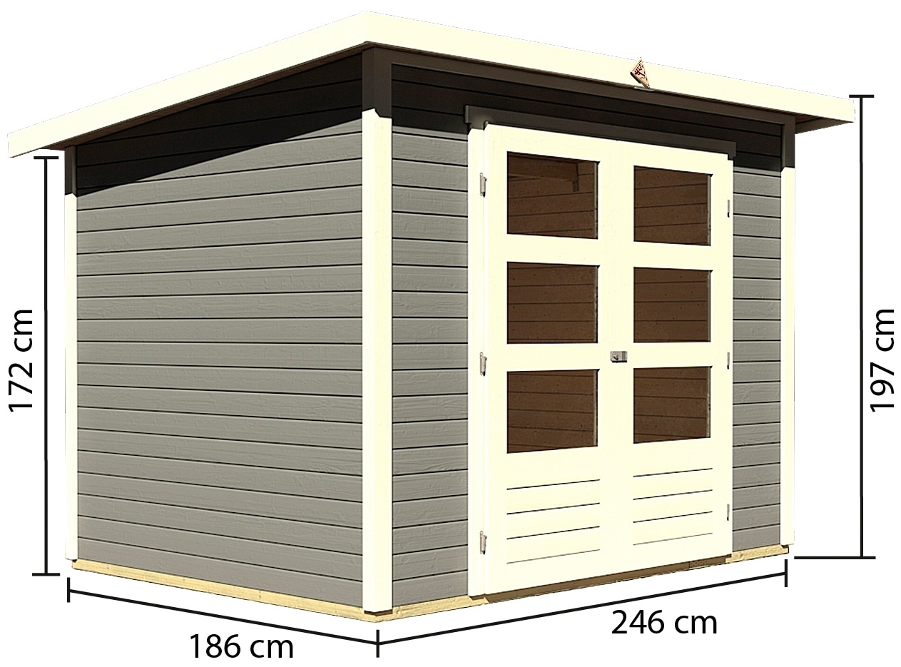 Karibu Gartenhaus »Stockach 3«, (Set), naturbelassen, terragrau oder anthrazit