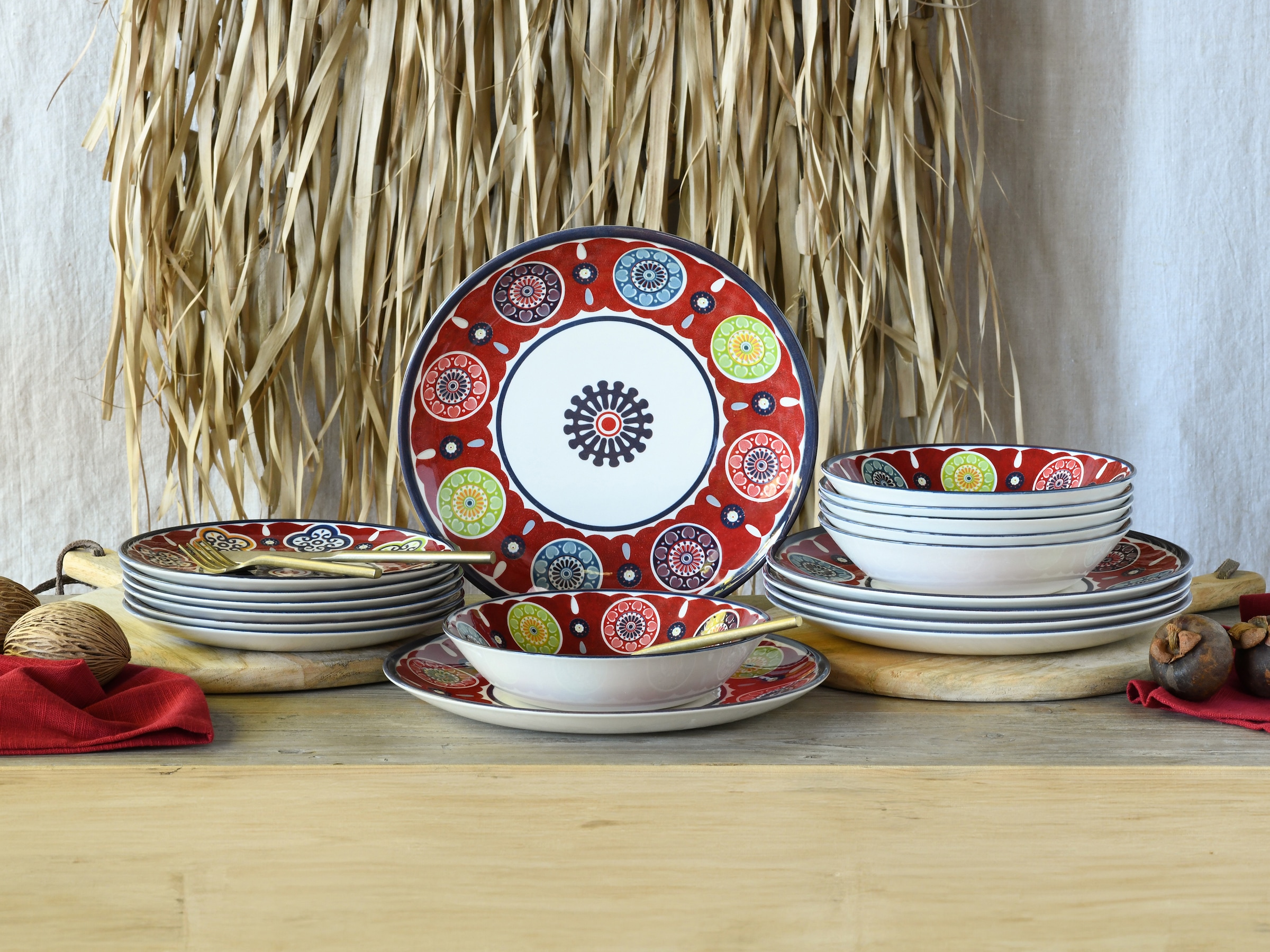 CreaTable Teller-Set »Sumaya, Tellerset 18-tlg«, (Set, 18 tlg.), Mandala Motive