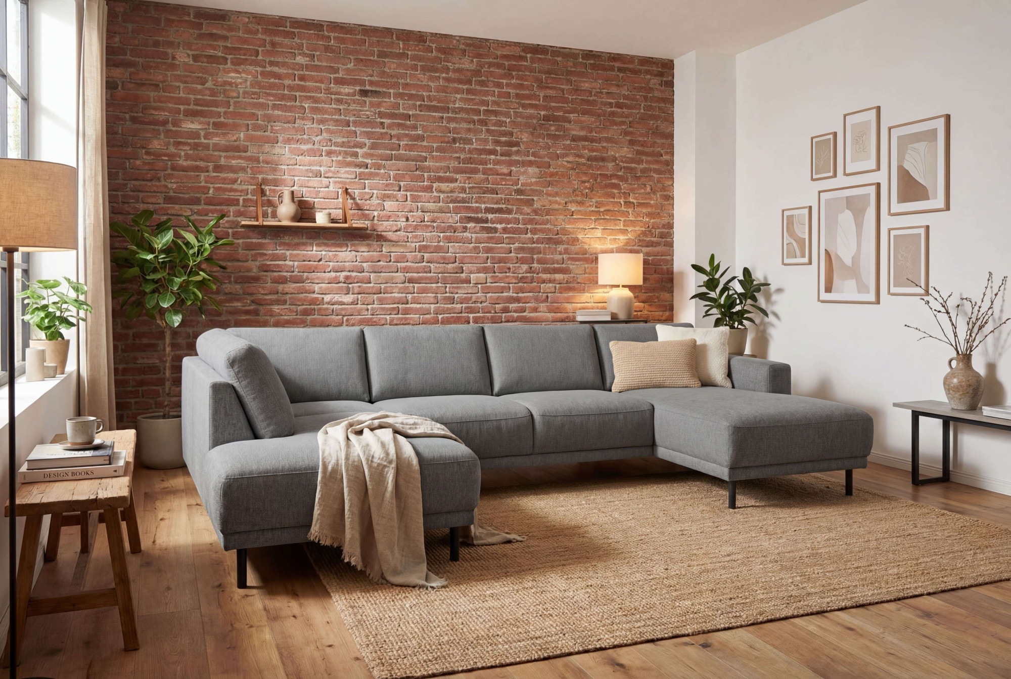 OTTO home Wohnlandschaft "Sveeva, U-Form, XXL, B.310 cm, schwarze Metallfüße" langlebiger Webstoff, mit Wellenunterfederung, viele Farben