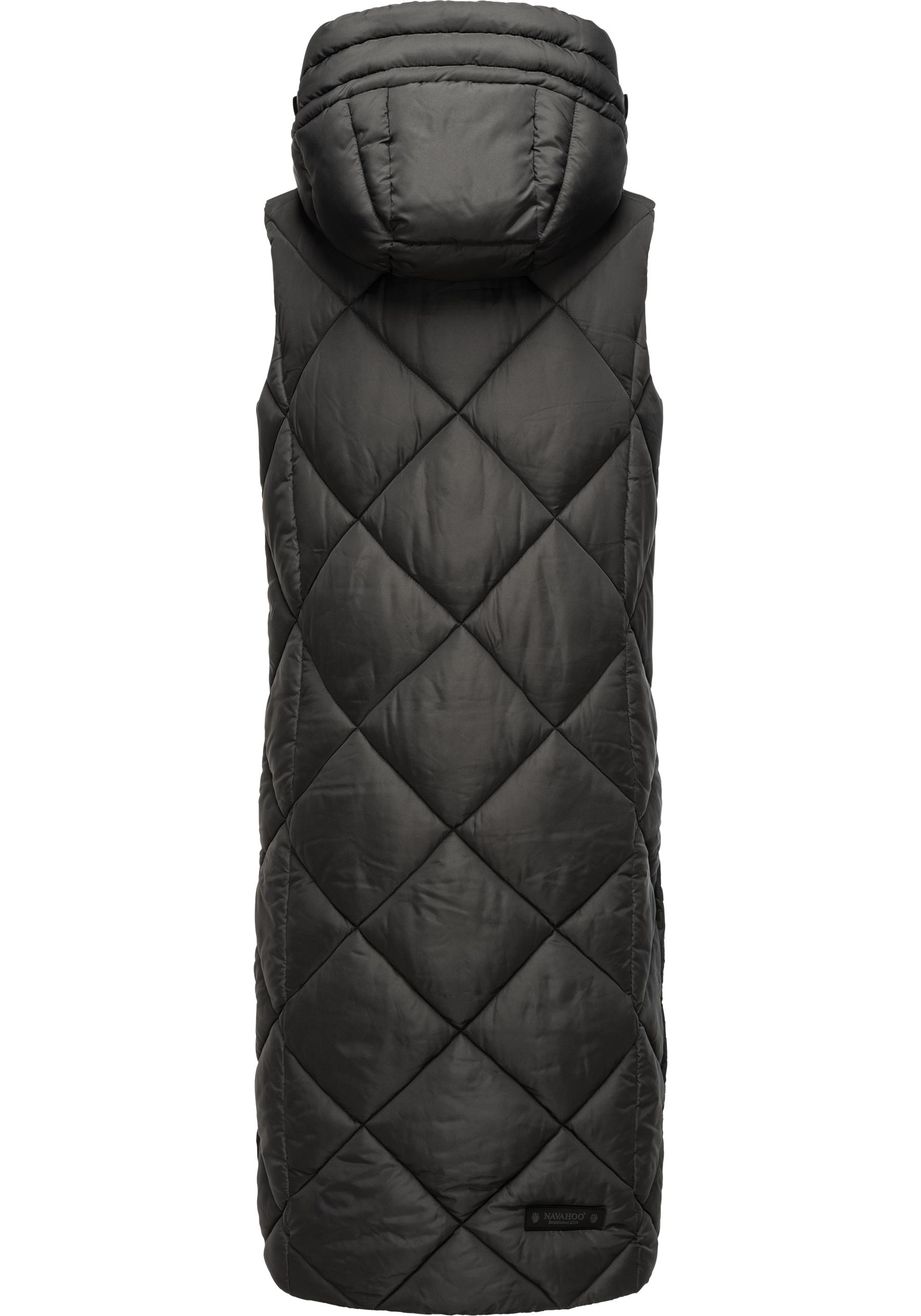 Thumbnail - Navahoo Steppweste "Schnuckel", warme Damen Outdoor-Weste lang mit Kapuze