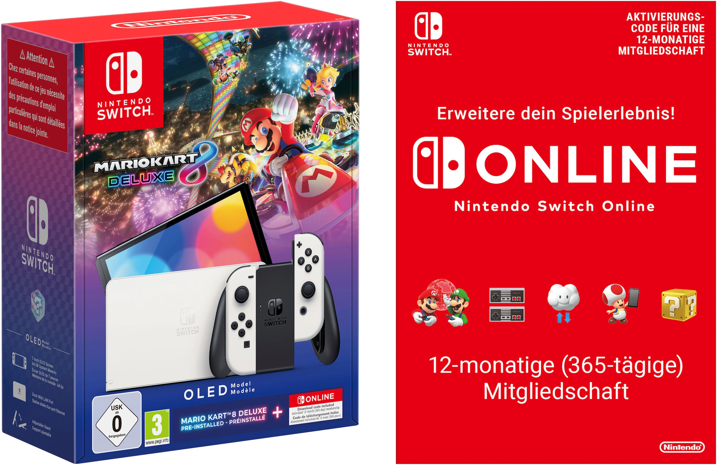 Spielekonsole »Switch OLED + Mario Kart 8 Deluxe + 12-monatige Einzelmitgliedschaft«,...