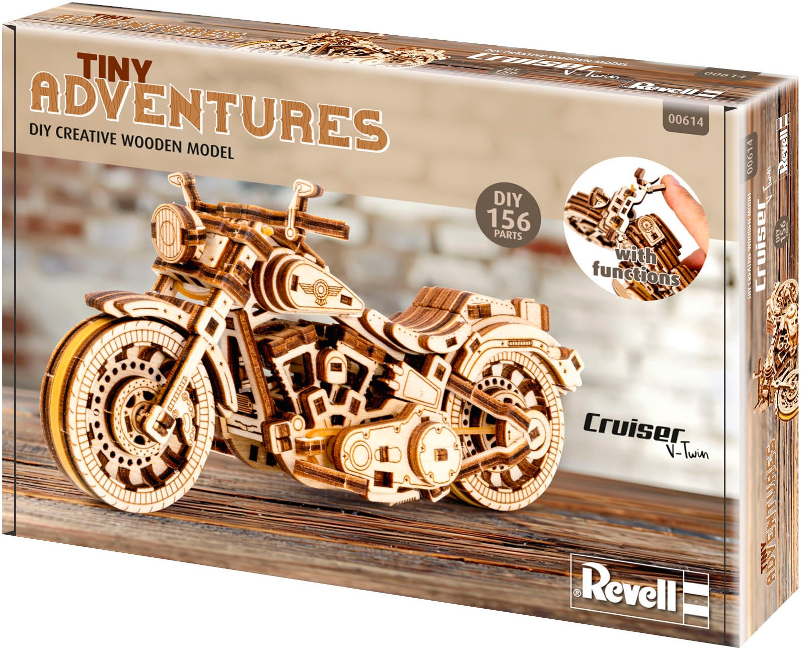 Revell® Modellbausatz »Revell Tiny Adventures, Cruiser V-Twin, Motorrad-Bausatz aus Holz«, 1:13, Made in Europe
