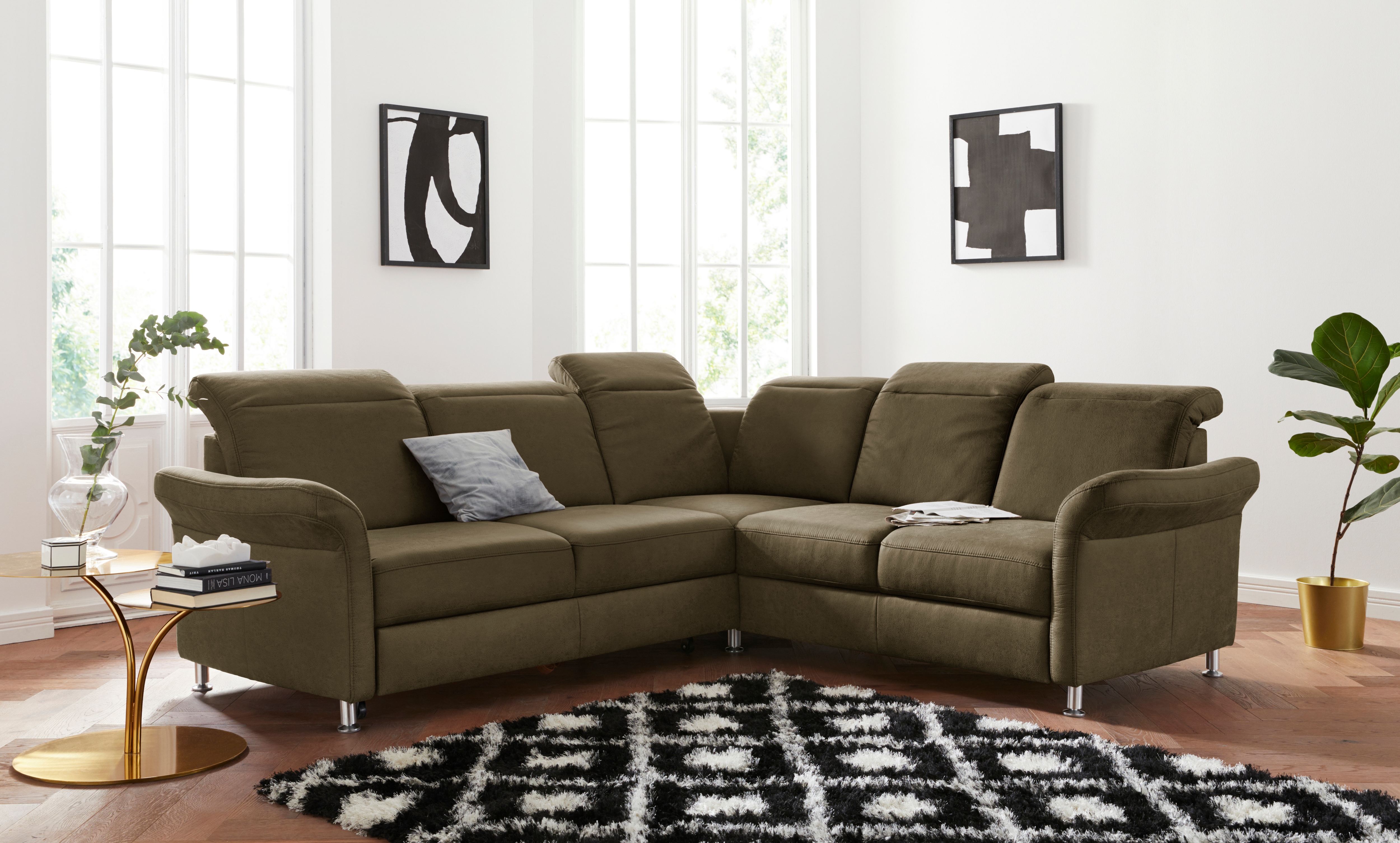 sit&more Ecksofa "Darwin L-Form" inklusive Federkern, wahlweise mit Kopfteilverstellung, Schlaffunktion