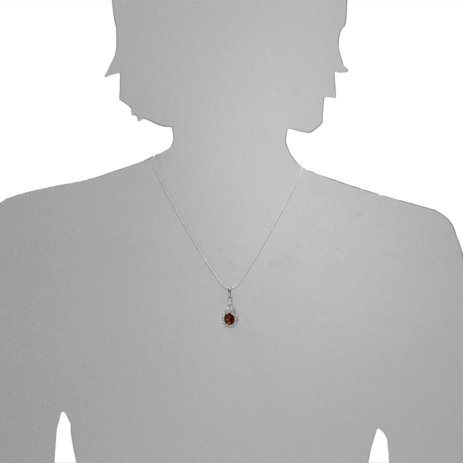 OSTSEE-SCHMUCK Kette mit Anhänger »- Fischland 34x14 mm - Silber 925/000 - Bernstein«