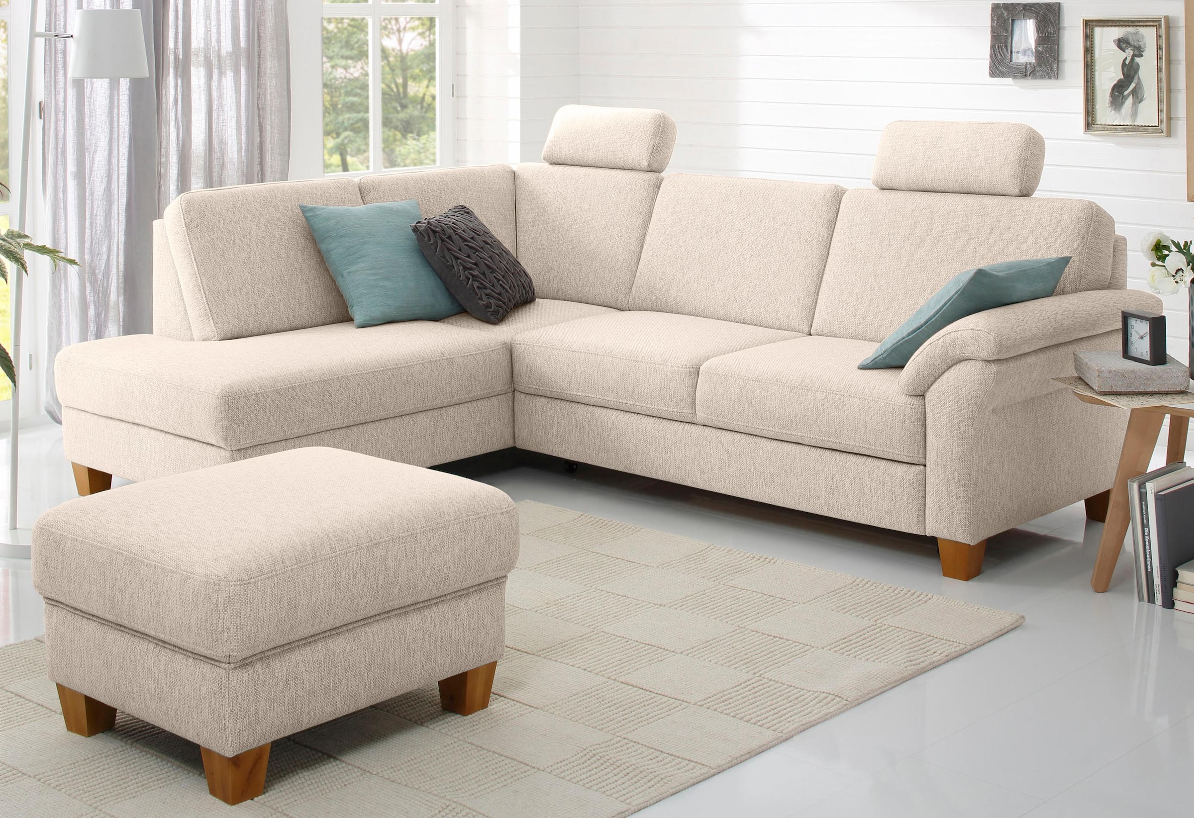 Home affaire Ecksofa »Borkum L-Form«, mit Federkern, wahlweise mit Bettfunktion