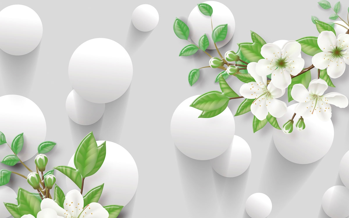 Papermoon Fototapete "Abstrakt 3D Effekt mit Blumen"