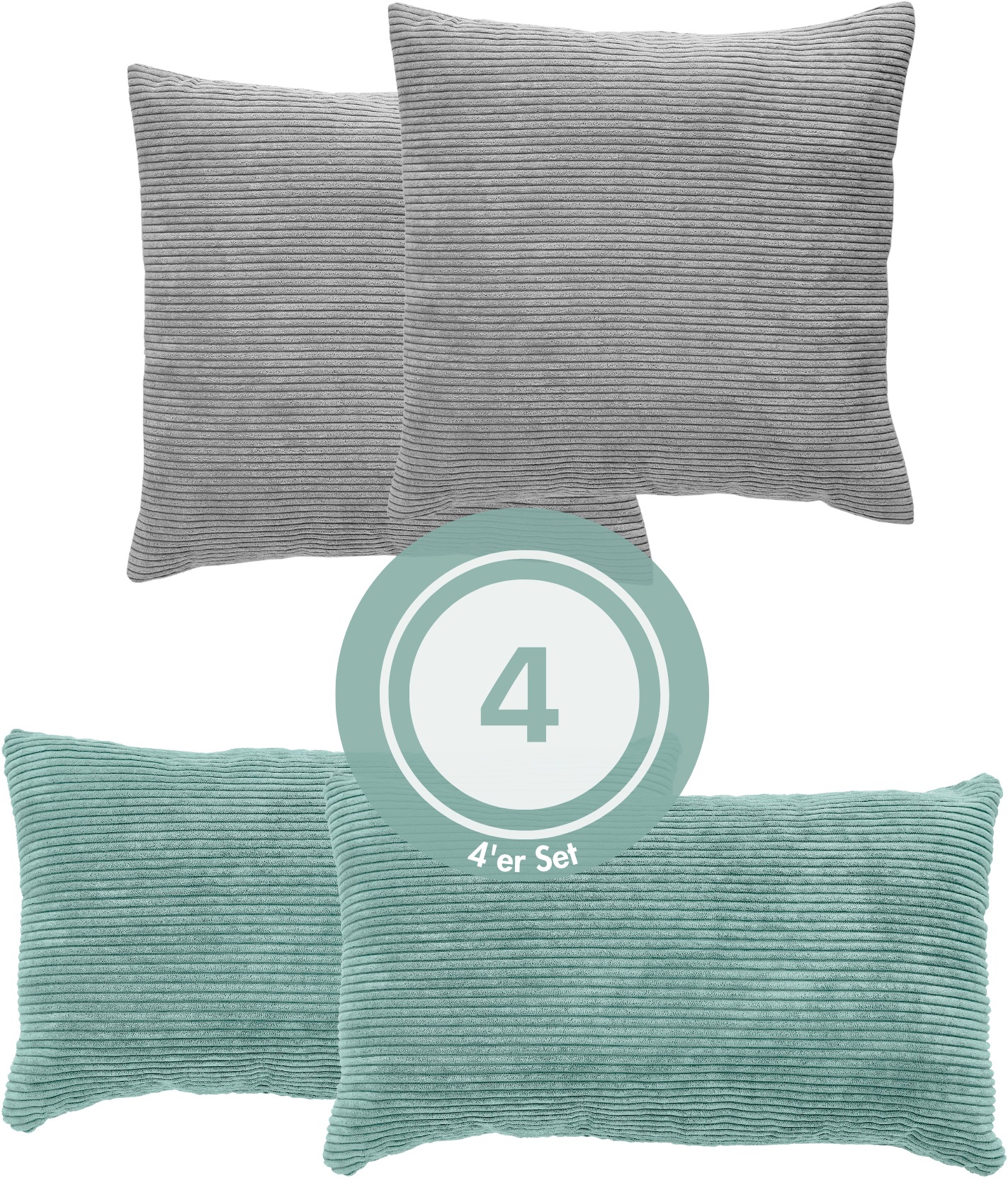 Andiamo Dekokissen "Cord Kissen Emy, 4er Set, Kissenhülle mit Füllung" Sofa günstig online kaufen