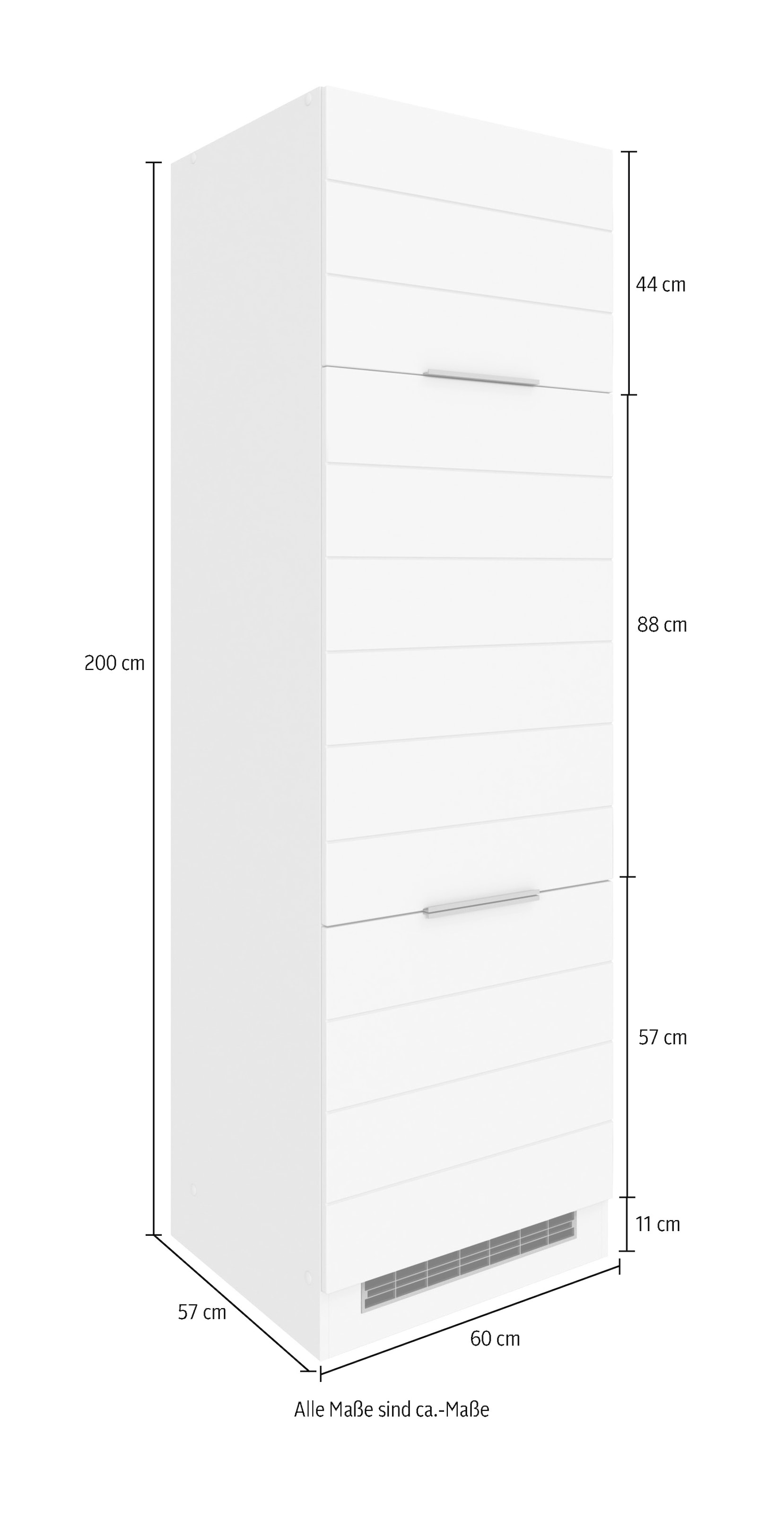 KOCHSTATION Kühlumbauschrank »KS-Luhe«, 60 cm breit, hochwertige MDF-Fronten mit waagerechter Lisene