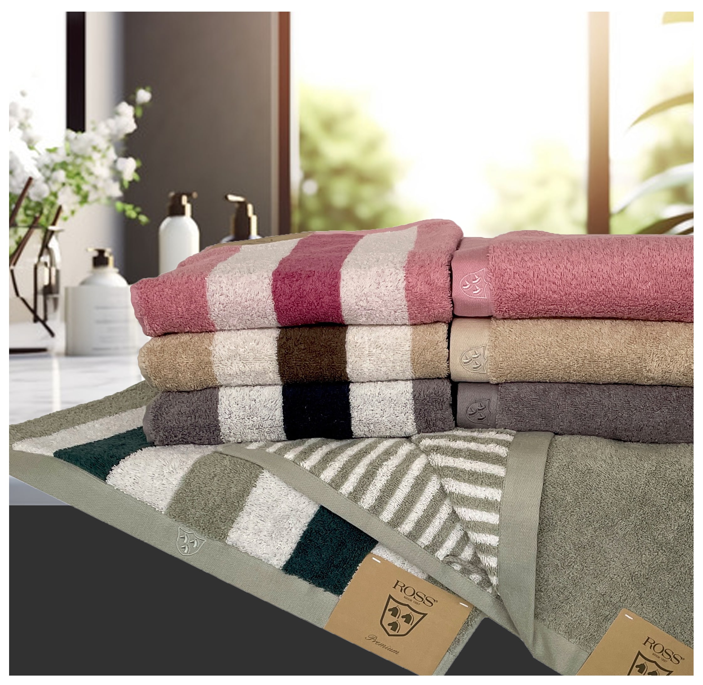 ROSS Handtücher »Doubleface, Streifen/Uni« aus feinster Baumwolle